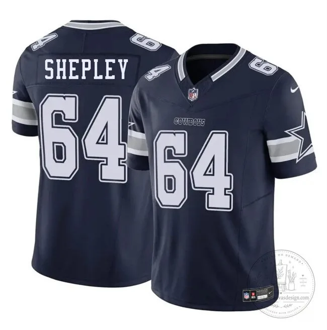 Dallas Cowboys Football Navy Blue Dakoda Shepley Number 64 Jersey