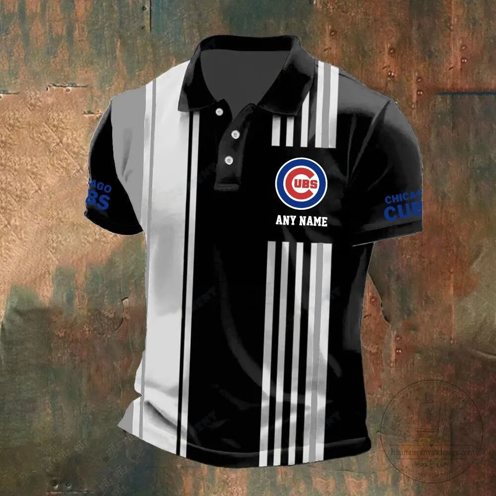 Chicago Cubs Personalized Black and White Striped Polo Shirt 10 Chicago Cubs Personalized Black and White Striped Polo Shirt