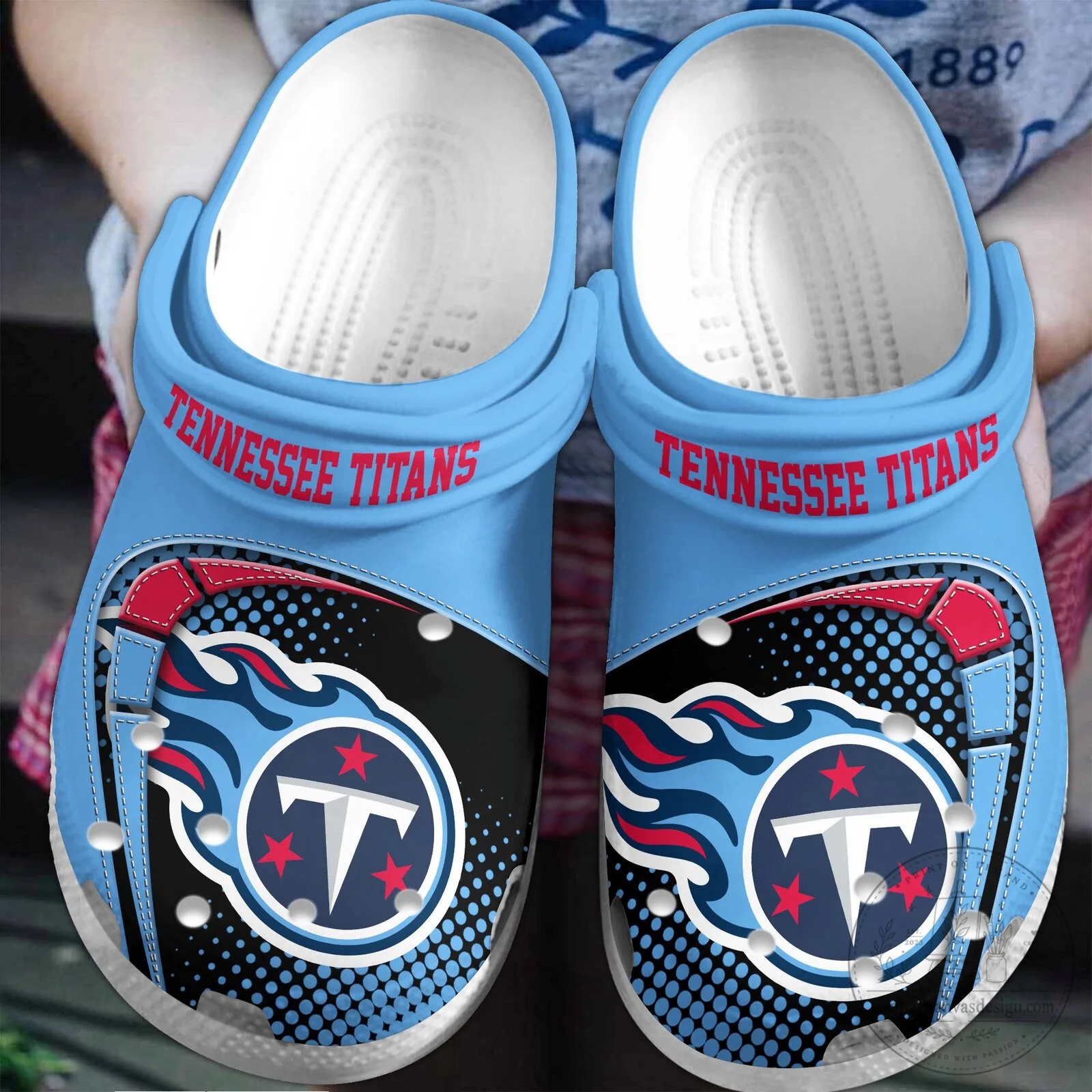Tennessee Titans NFL Football Team Logo Light Blue Crocs Shoes