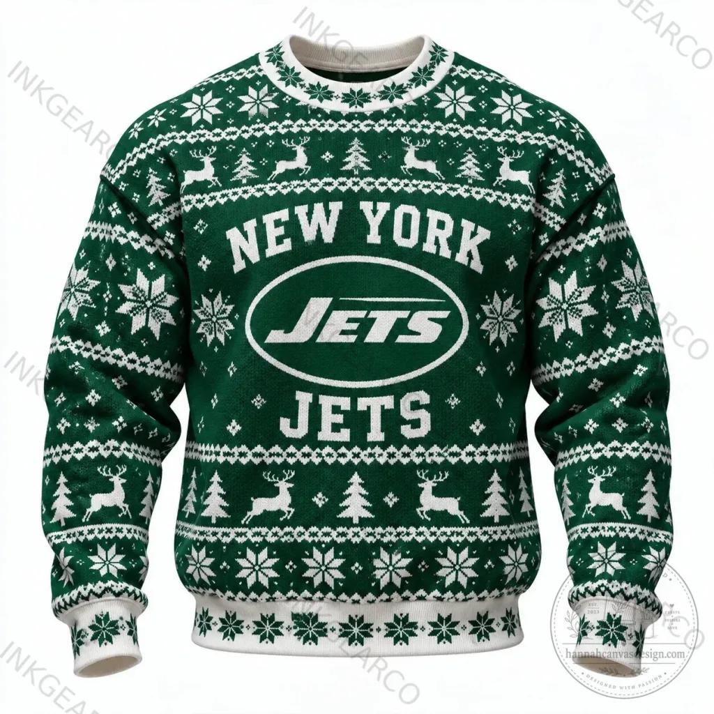 New York Jets Ugly Christmas Sweater Holiday Crewneck Sweatshirt New York Jets Ugly Christmas Sweater Holiday Crewneck Sweatshirt