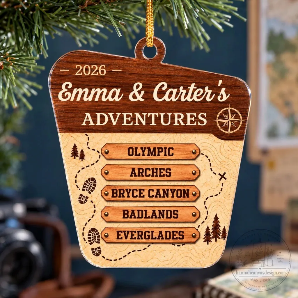 Personalized National Park Adventures Acrylic Christmas Ornament Personalized National Park Adventures Acrylic Christmas Ornament