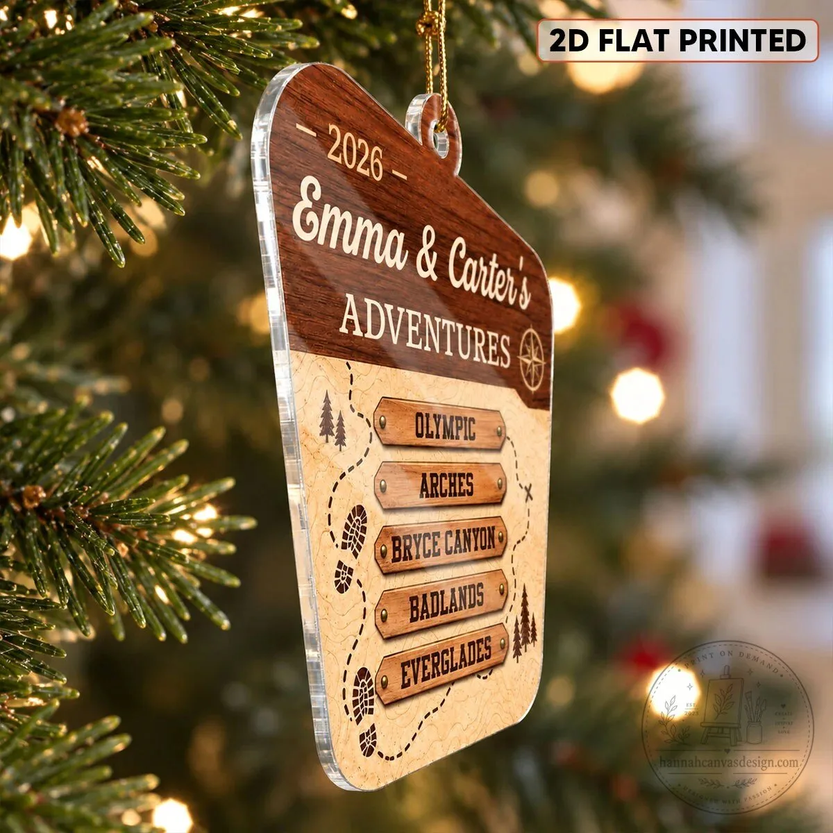 Personalized National Park Adventures Acrylic Christmas Ornament 8 Personalized National Park Adventures Acrylic Christmas Ornament