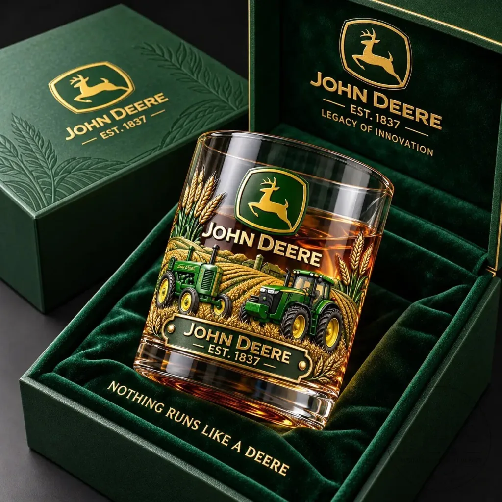 John Deere Est. 1837 Farm Tractor Whiskey Drinking Glass John Deere Est. 1837 Farm Tractor Whiskey Drinking Glass