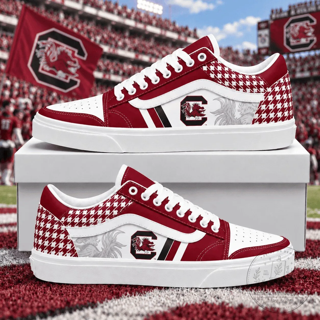 South Carolina Gamecocks NCAA Classic Houndstooth Sideline Custom Shoes