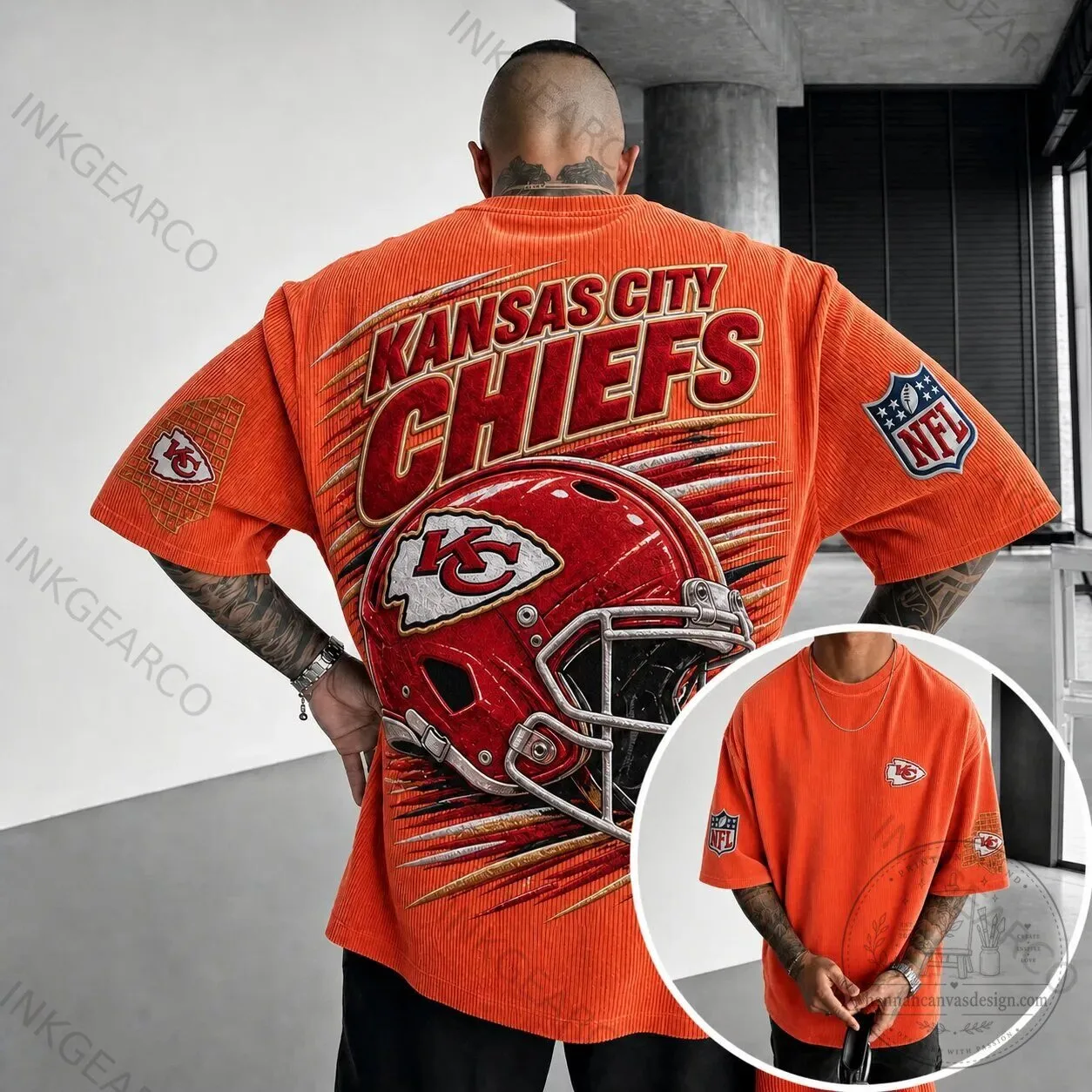 Kansas City Chiefs Football Team Helmet Graphic Print Short Sleeve T-Shirt