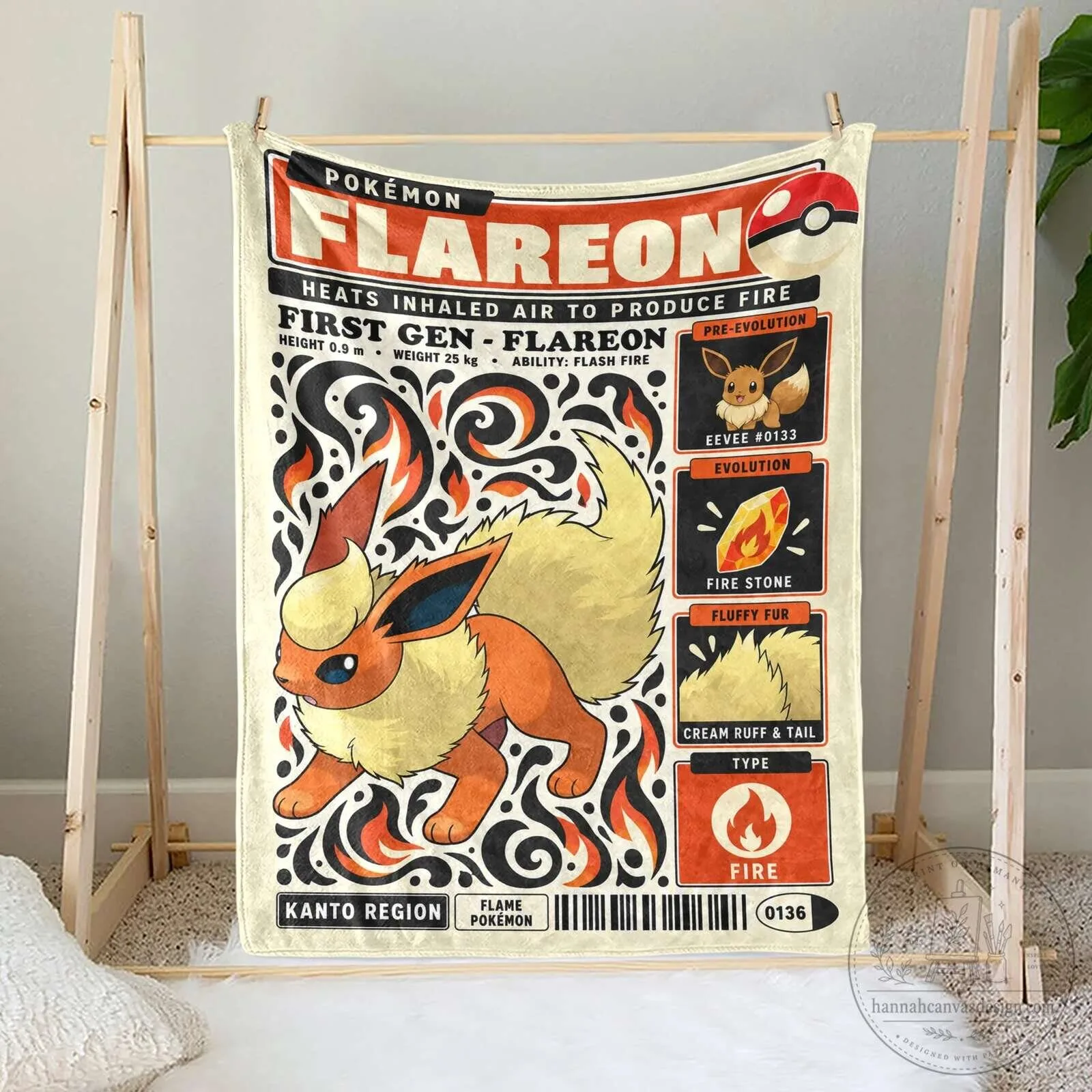 Pokemon Flareon First Generation Evolution Flame Type Fleece Blanket 3 Pokemon Flareon First Generation Evolution Flame Type Fleece Blanket