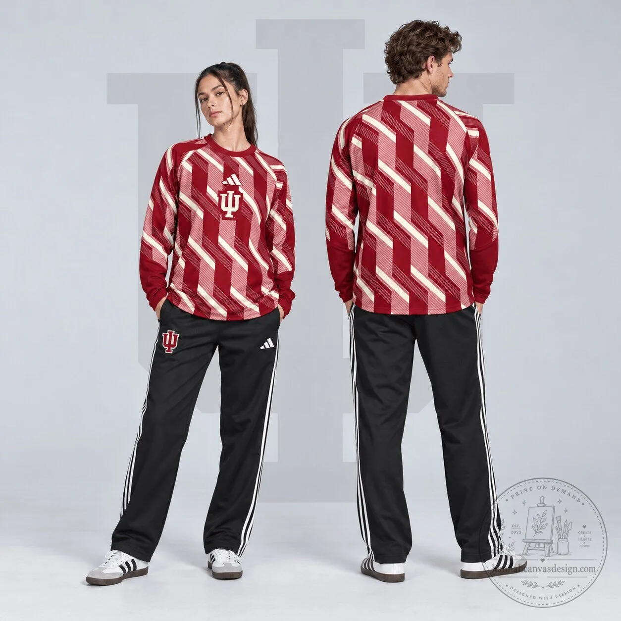 Indiana Hoosiers NCAA Diagonal Stripe Long Sleeve Performance Shirt