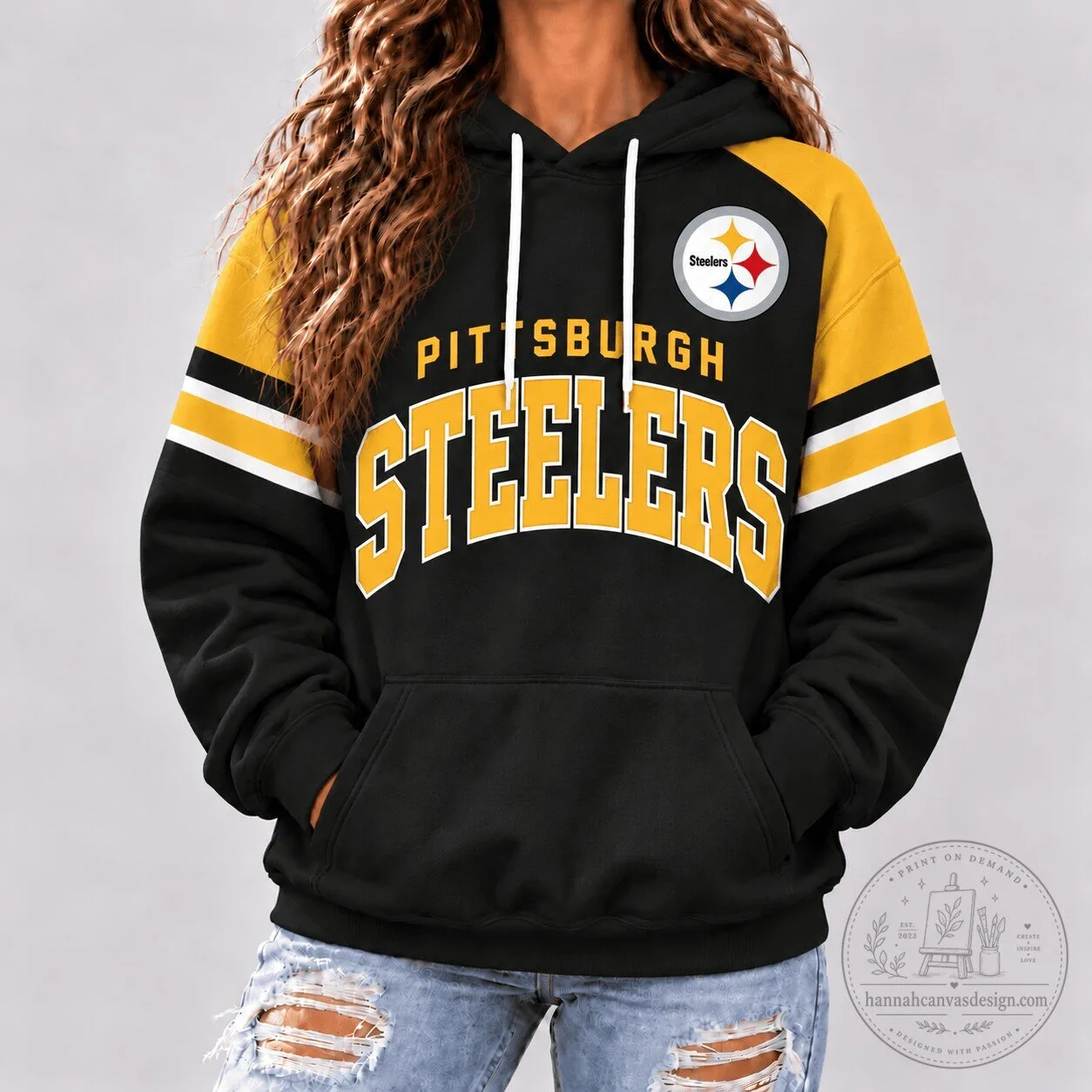 Black and Gold Hoodie for Pittsburgh Steelers NFL Football Team