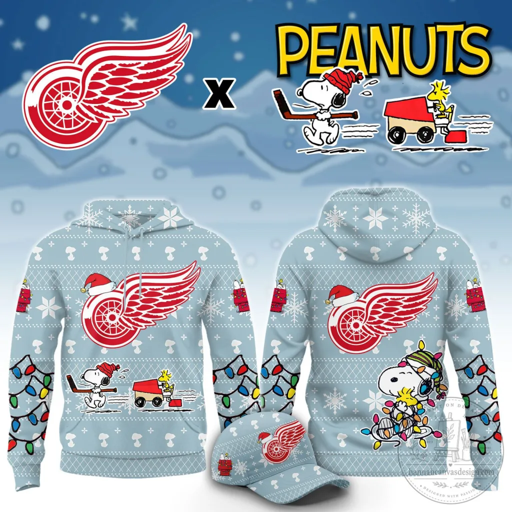 Detroit Red Wings Snoopy Peanuts Christmas Holiday Ugly Sweater Hoodie Detroit Red Wings Snoopy Peanuts Christmas Holiday Ugly Sweater Hoodie