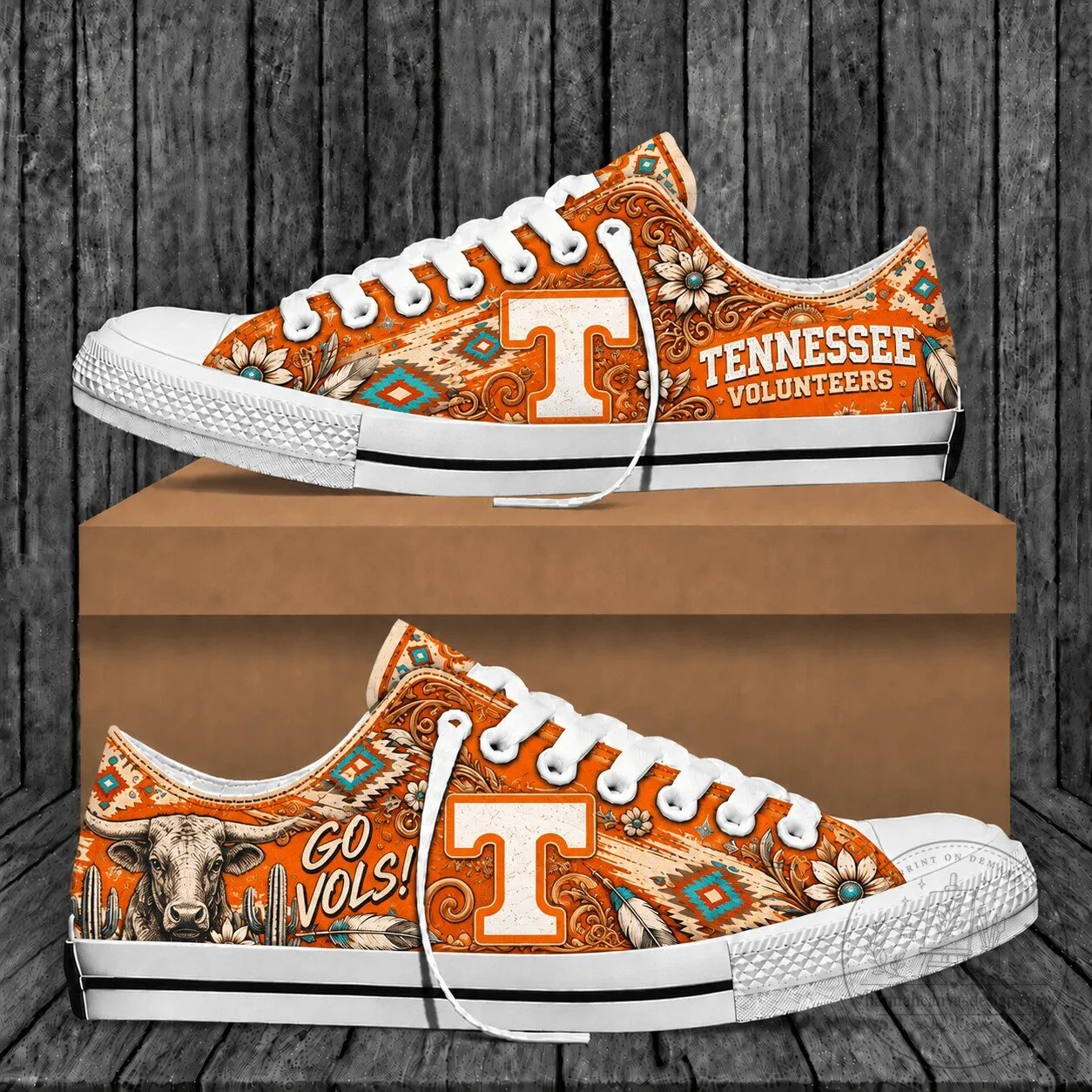 Tennessee Volunteers Western Boho Low Top Canvas Shoes 1 Tennessee Volunteers Western Boho Low Top Canvas Shoes