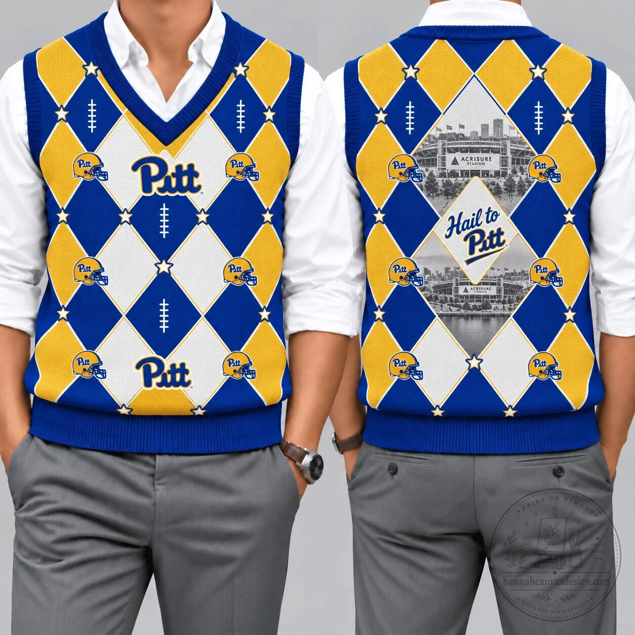 Pittsburgh Panthers Argyle Football Fan Knit Vest