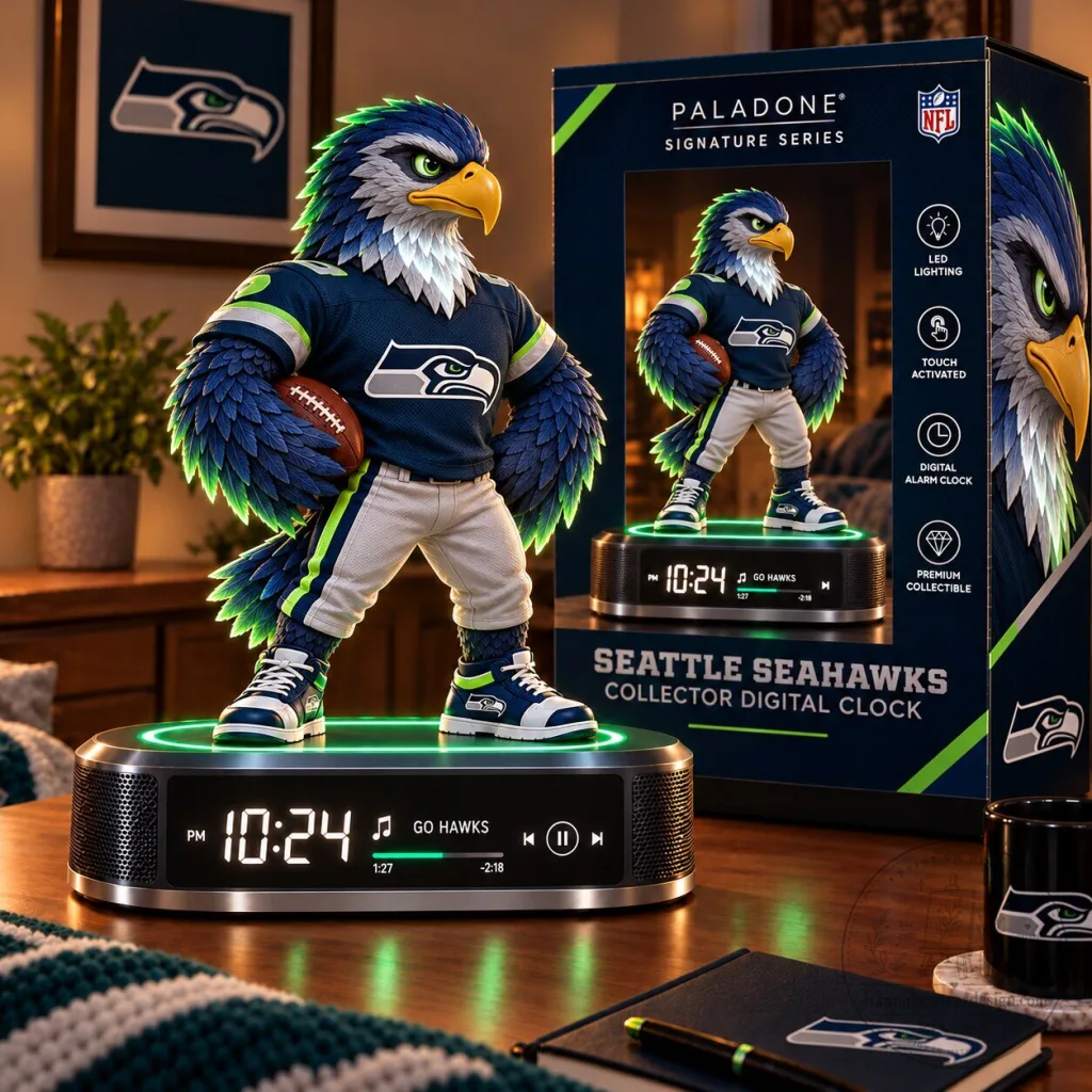 Seattle Seahawks Collector Digital Alarm Clock with LED Lighting Seattle Seahawks Collector Digital Alarm Clock with LED Lighting