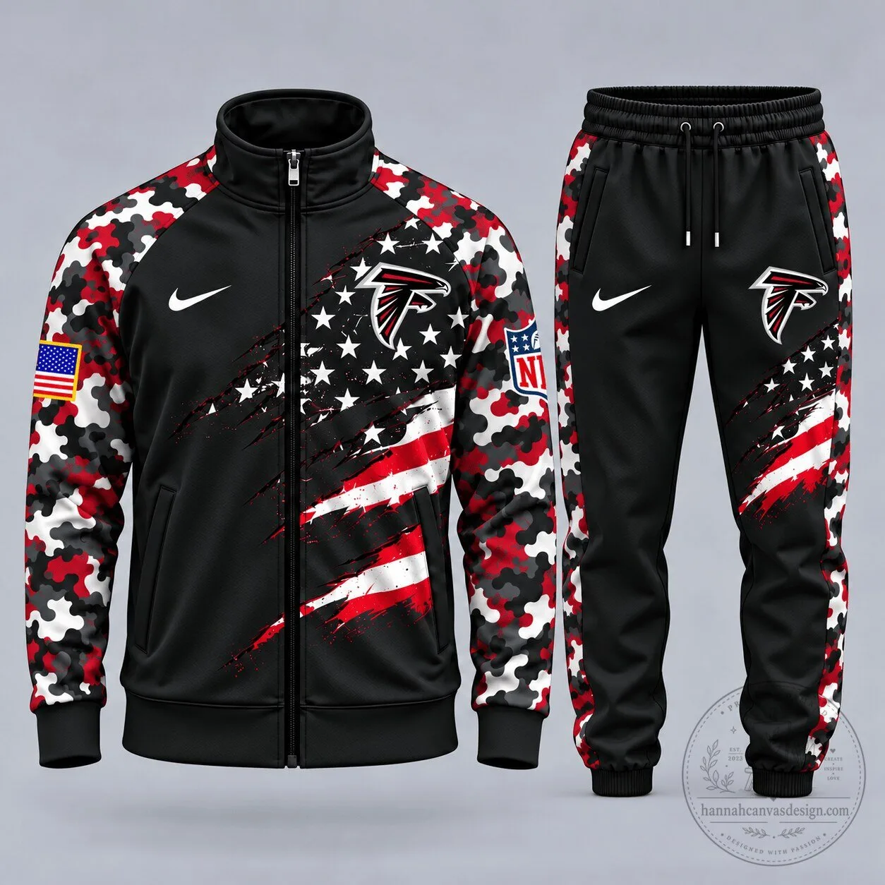 Atlanta Falcons American Flag Camouflage Full-Zip Track Jacket