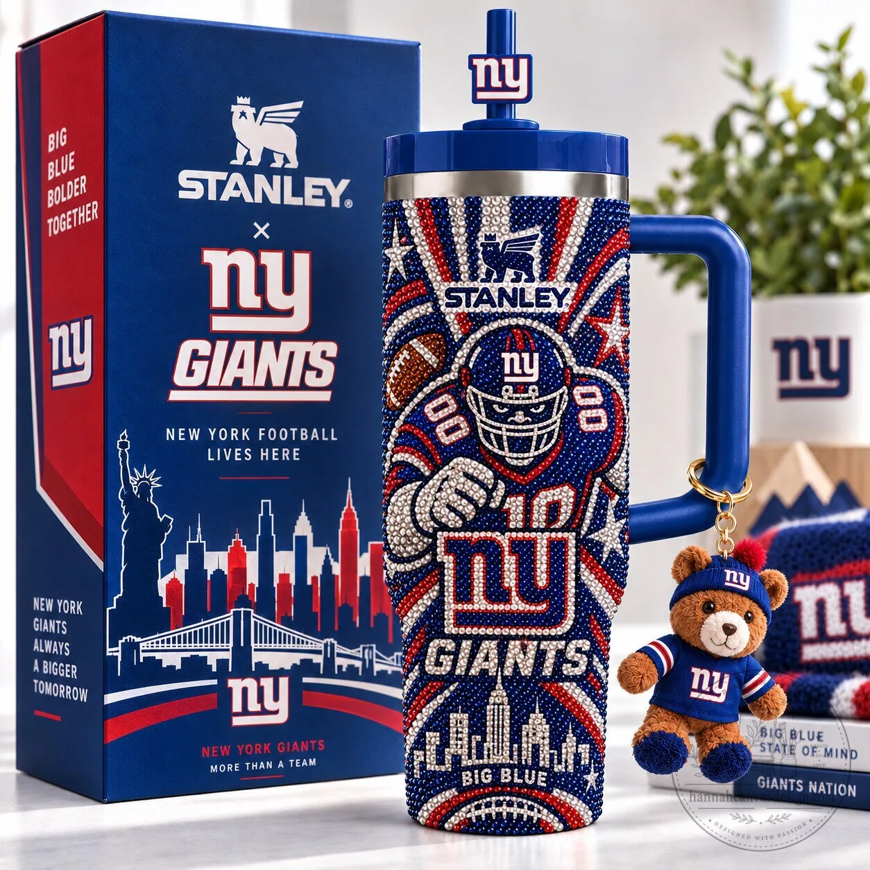 New York Giants Football Stanley Tumbler with Handle and Straw