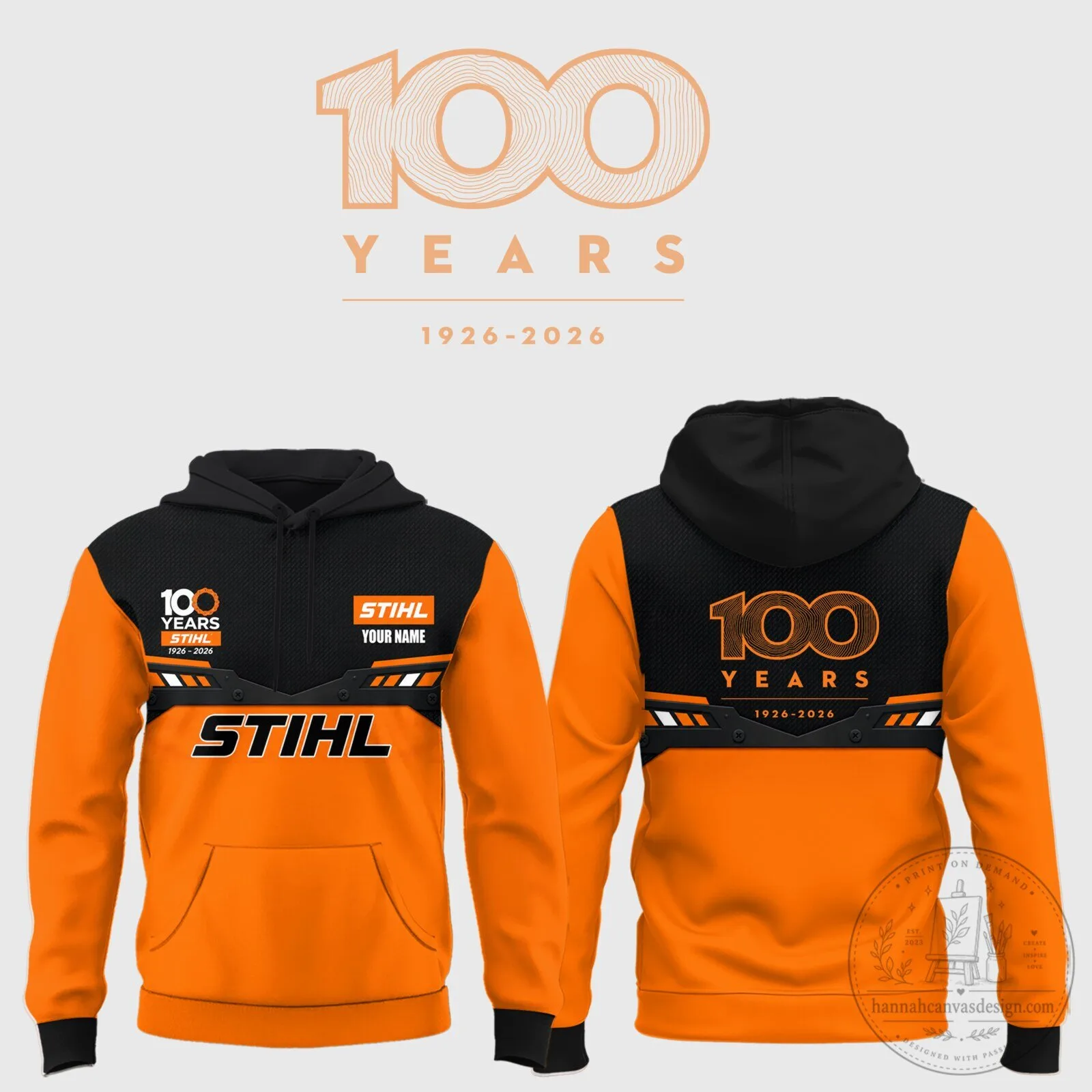 Stihl 100 Years Anniversary Orange and Black Pullover Hoodie