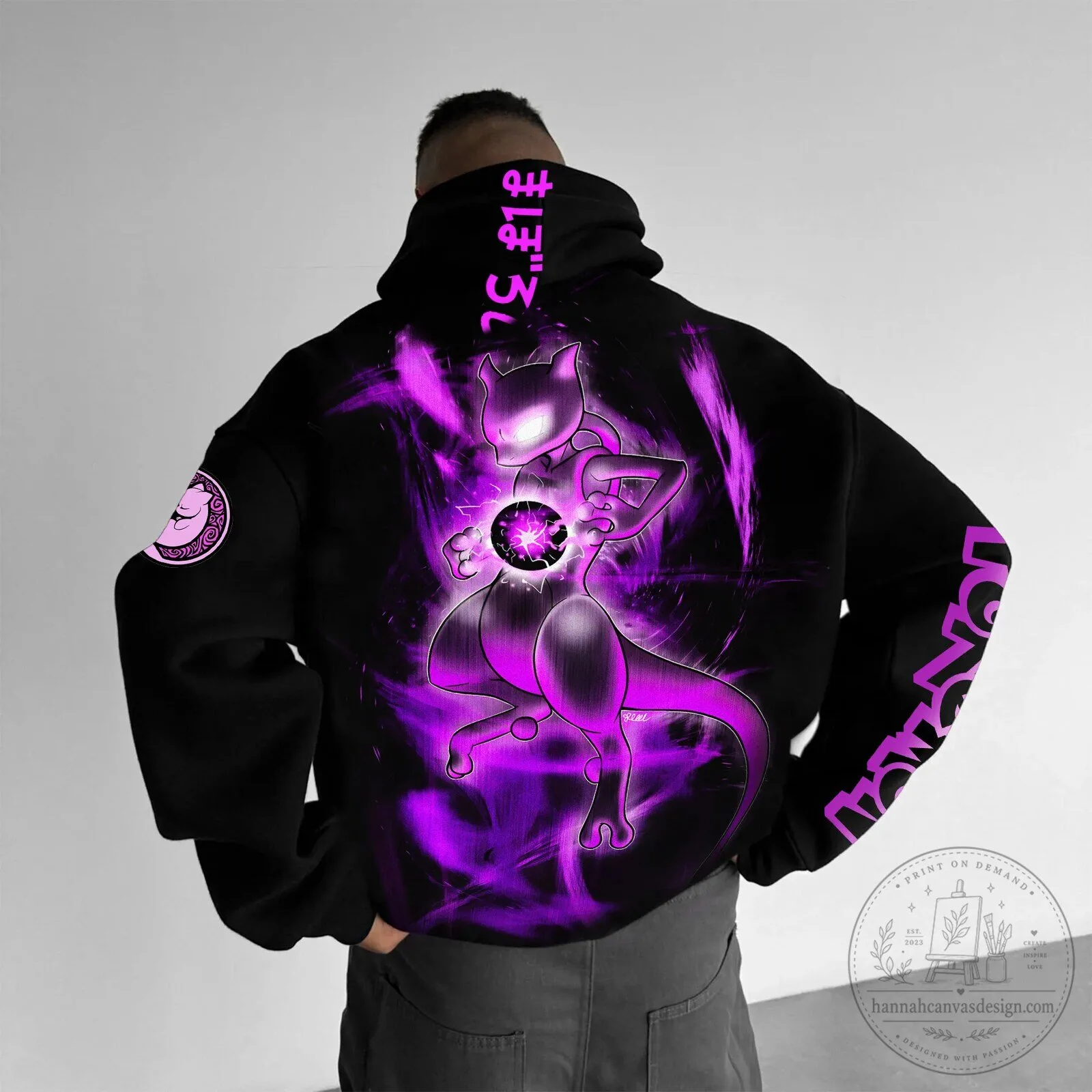 Mewtwo Psychic Type Pokemon Anime Graphic Black Pullover Hoodie