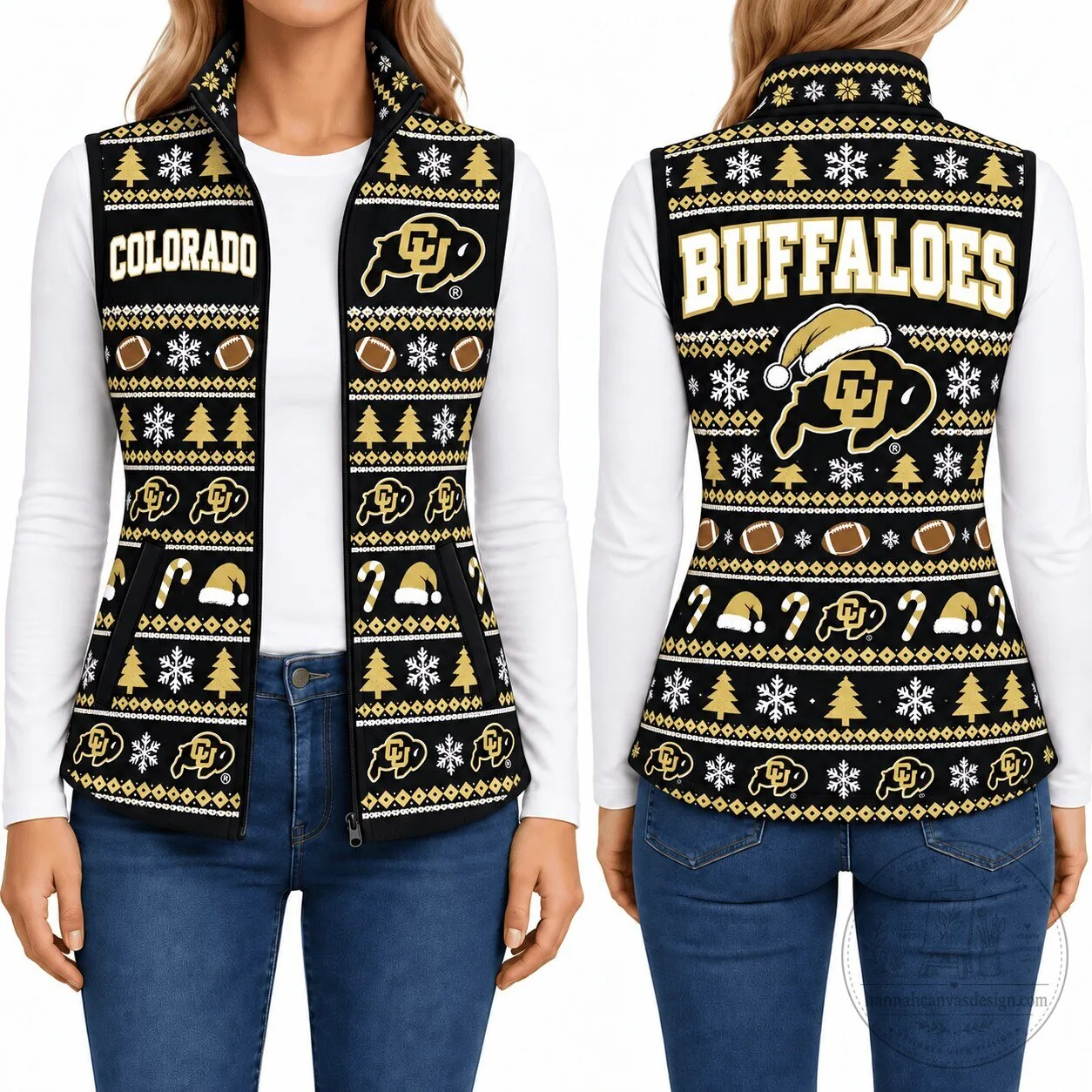 Colorado Buffaloes Ugly Christmas Pattern Sleeveless Fleece Jacket