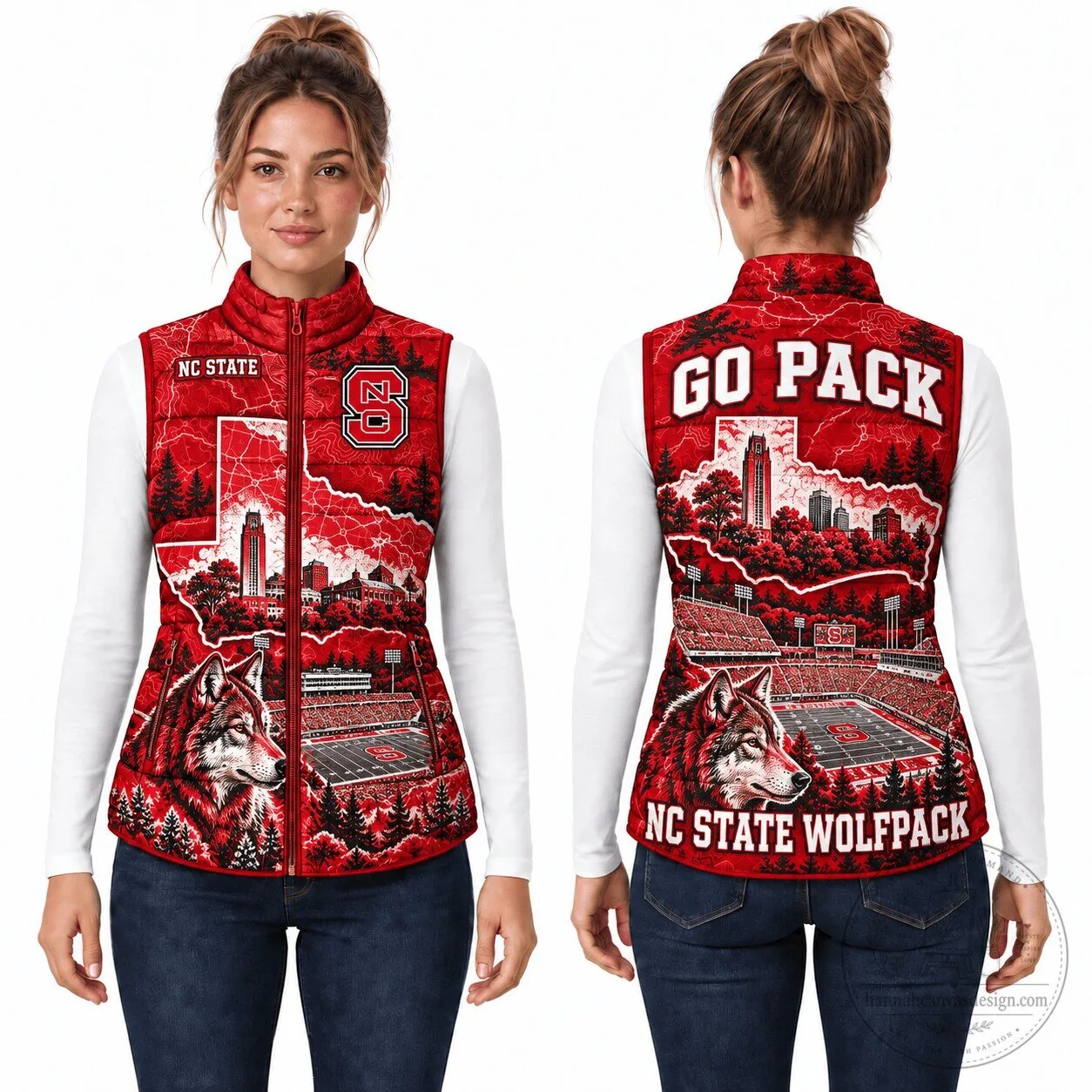 North Carolina State Wolfpack Christmas Puffer Vest