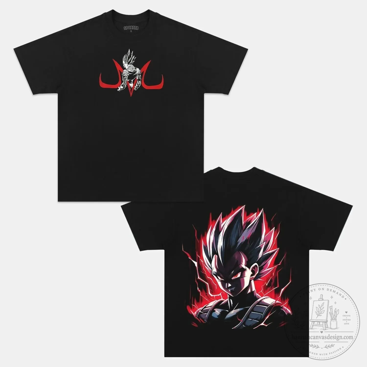Dragon Ball Z Majin Vegeta Super Saiyan Anime Black Graphic T-Shirt