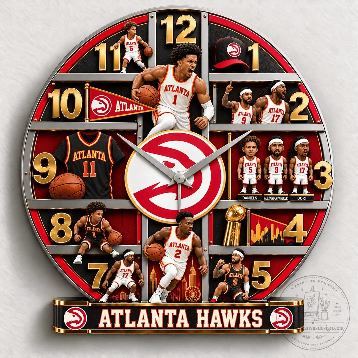 Atlanta Hawks Basketball Team Logo Wall Clock