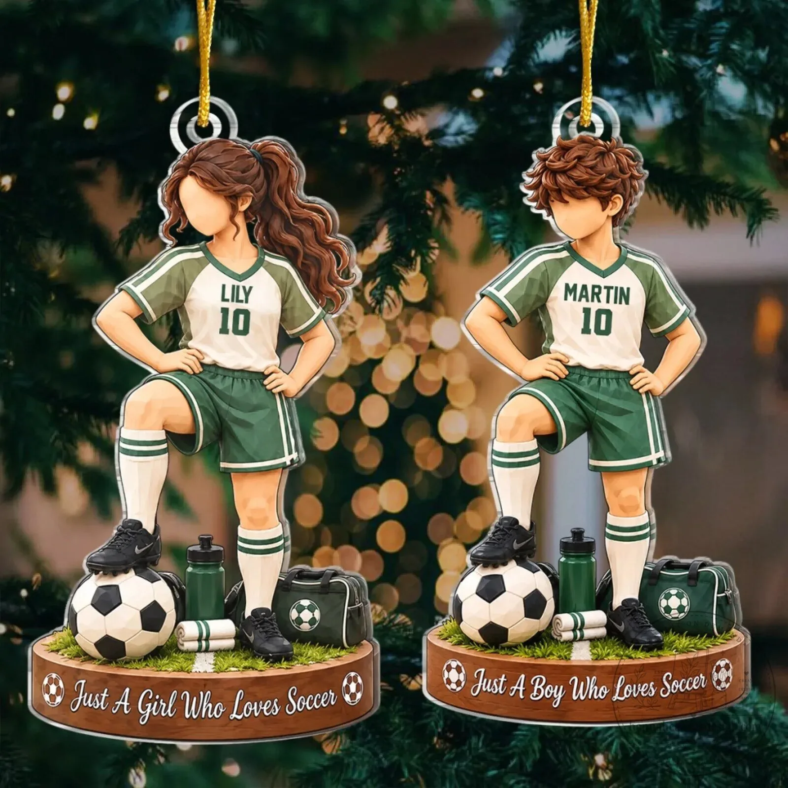 Personalized Soccer Player Acrylic Ornament - Custom Football Team Christmas Decoration