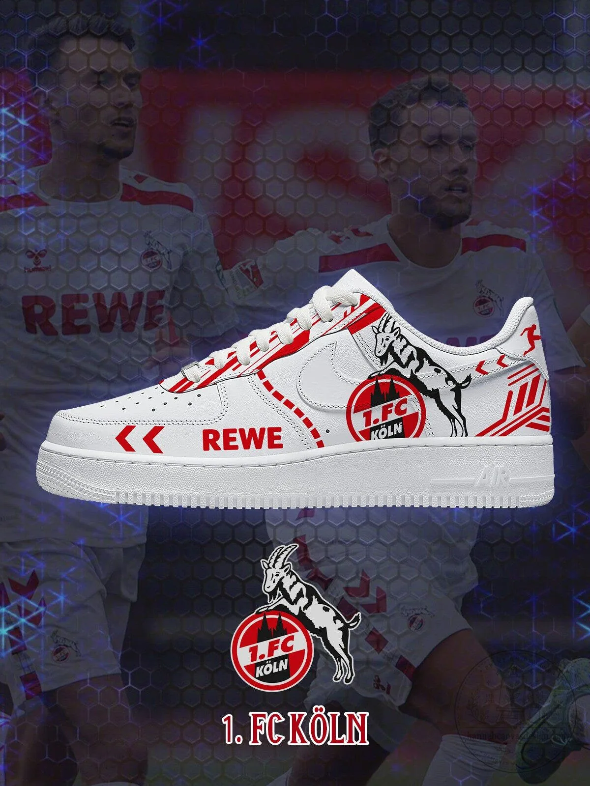 1. FC Köln Football Club Custom White Red Sneakers 1 1. FC Köln Football Club Custom White Red Sneakers