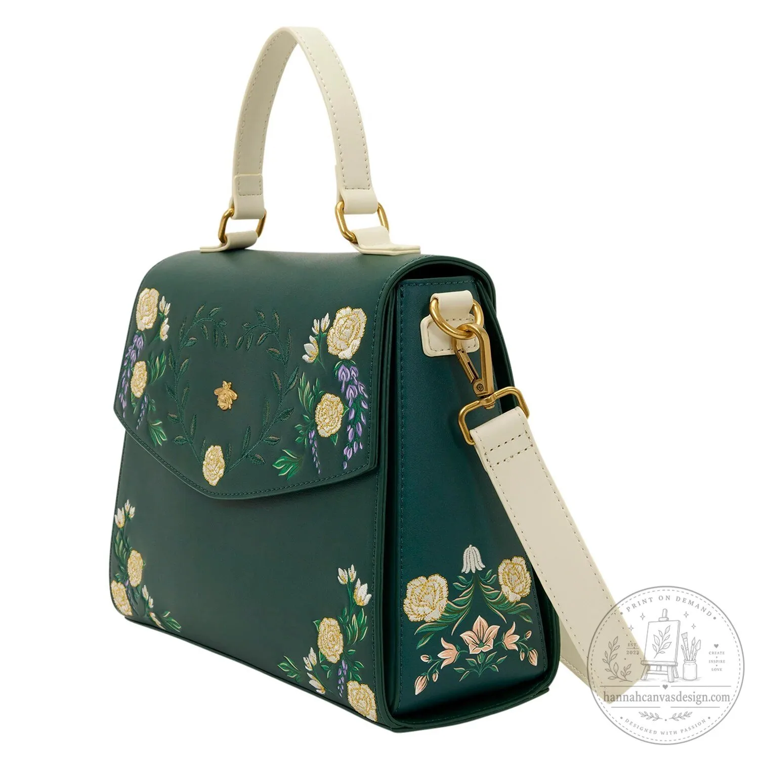 Bridgerton Floral Embroidered Bee Green Crossbody Handbag Purse 7 Bridgerton Floral Embroidered Bee Green Crossbody Handbag Purse