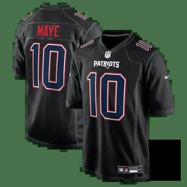 Drake Maye New England Patriots Black Football Jersey