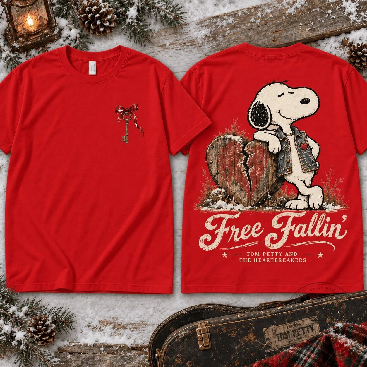 Tom Petty And The Heartbreakers Snoopy Free Fallin' Vintage Red T-Shirt