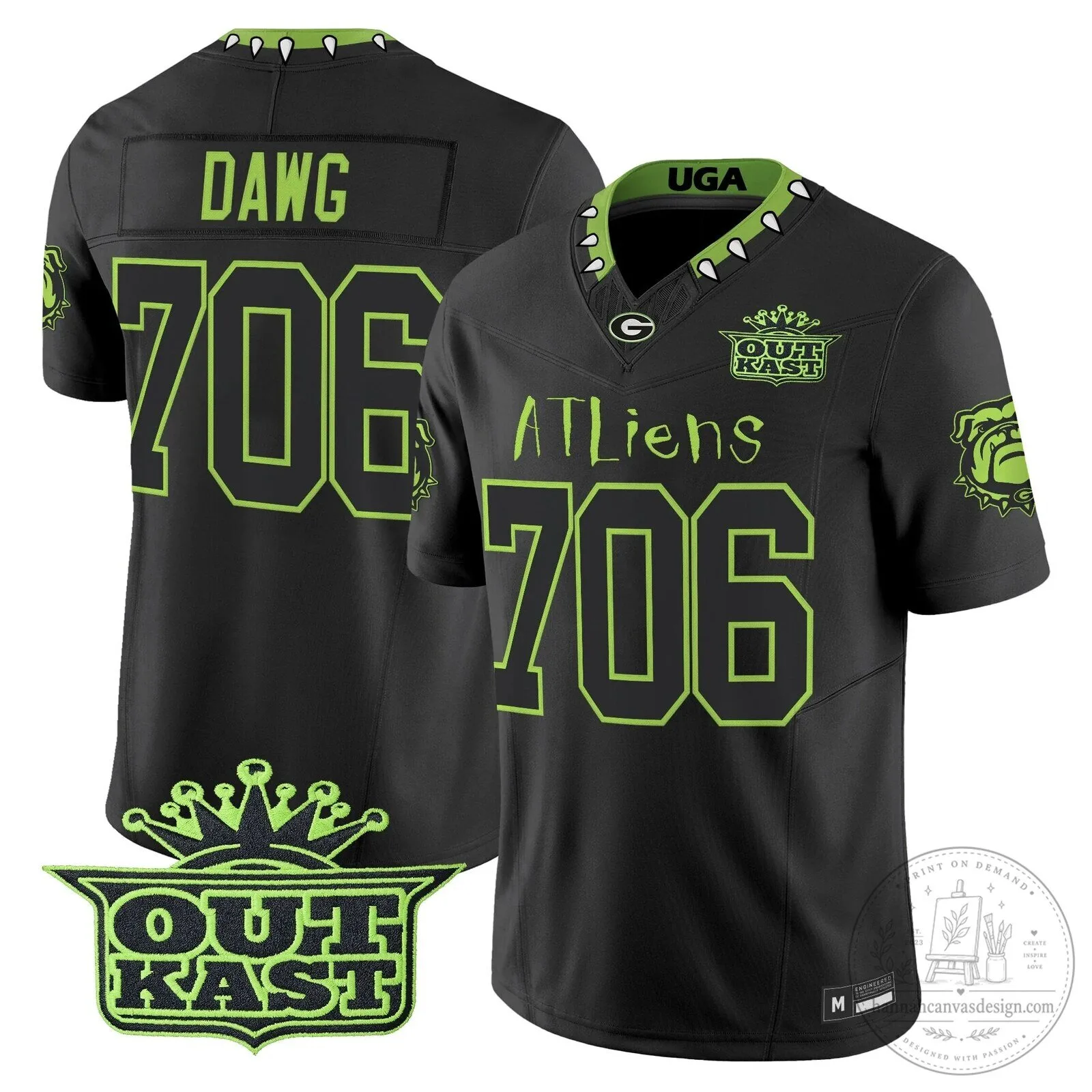 Georgia Bulldogs Black Football Jersey by Outkast ATLiens 13 Georgia Bulldogs Black Football Jersey by Outkast ATLiens