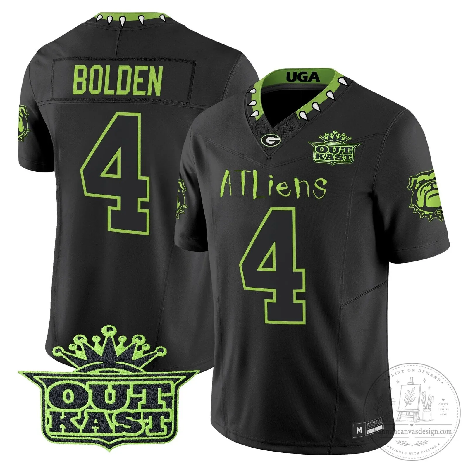 Georgia Bulldogs Black Football Jersey by Outkast ATLiens 16 Georgia Bulldogs Black Football Jersey by Outkast ATLiens