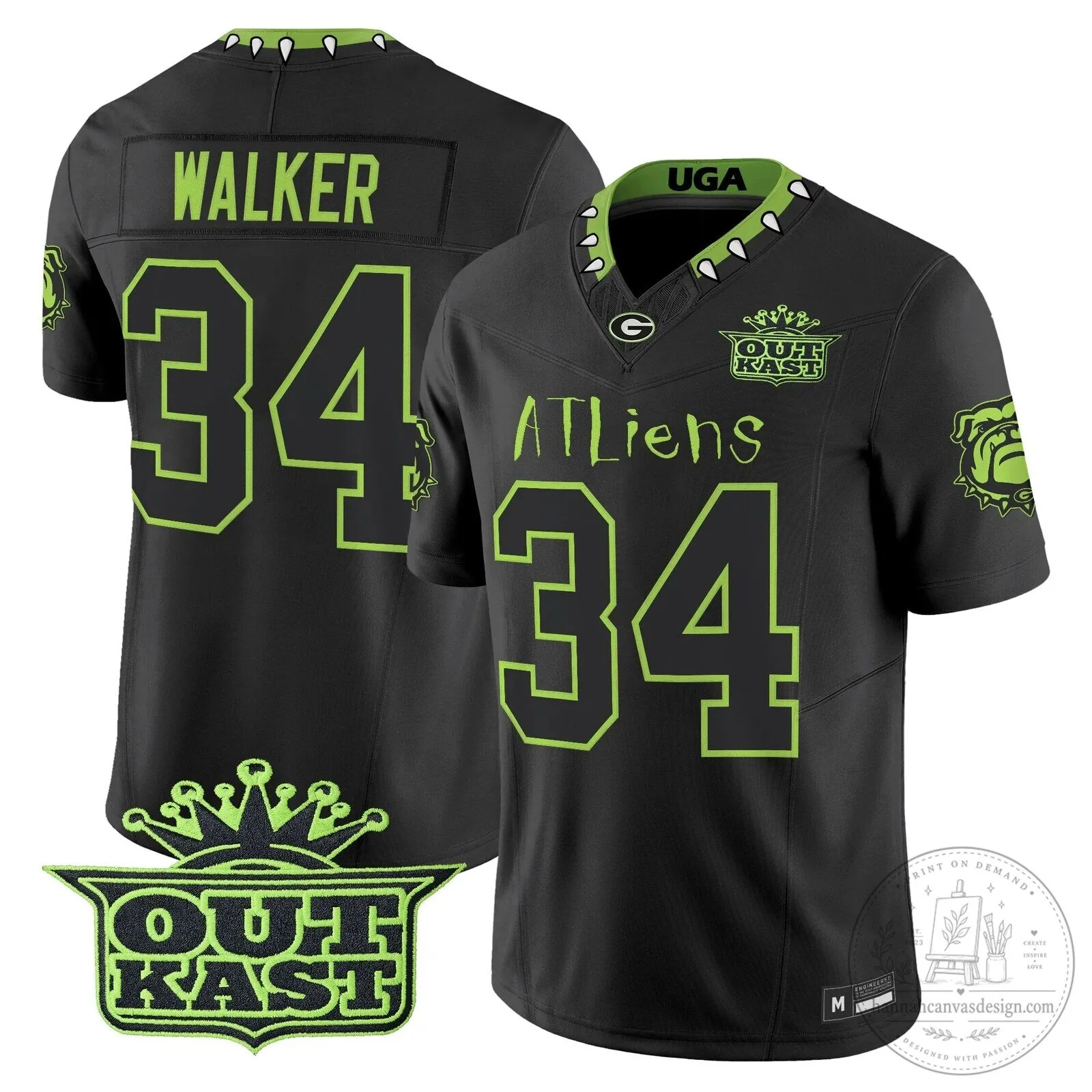 Georgia Bulldogs Black Football Jersey by Outkast ATLiens 17 Georgia Bulldogs Black Football Jersey by Outkast ATLiens