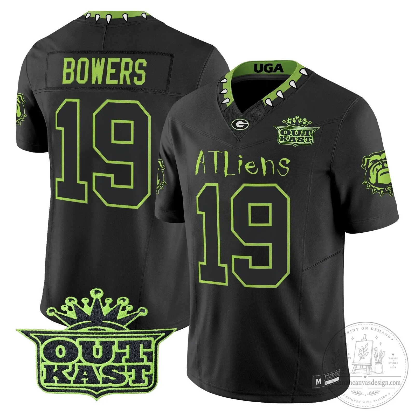 Georgia Bulldogs Black Football Jersey by Outkast ATLiens 19 Georgia Bulldogs Black Football Jersey by Outkast ATLiens