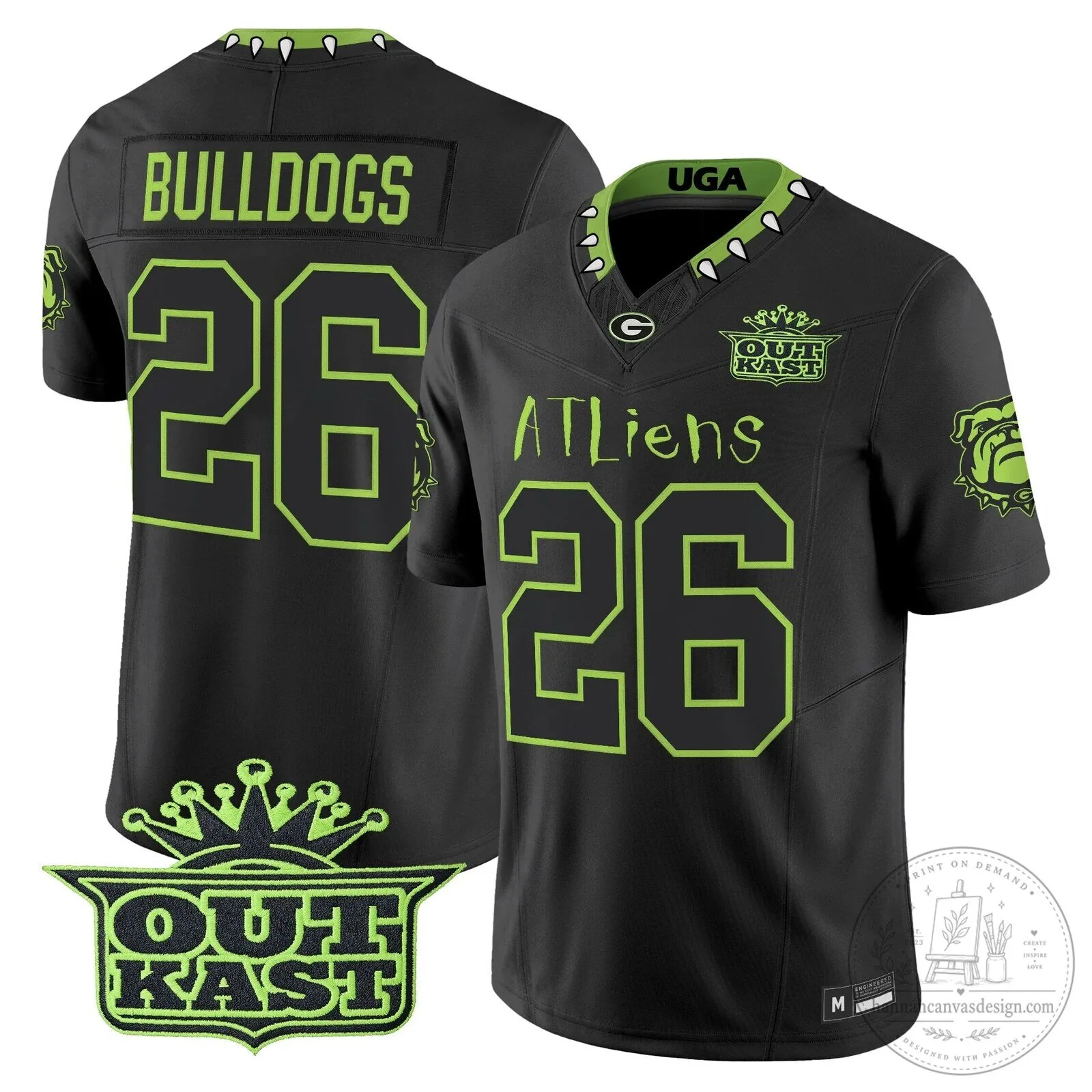 Georgia Bulldogs Black Football Jersey by Outkast ATLiens 20 Georgia Bulldogs Black Football Jersey by Outkast ATLiens