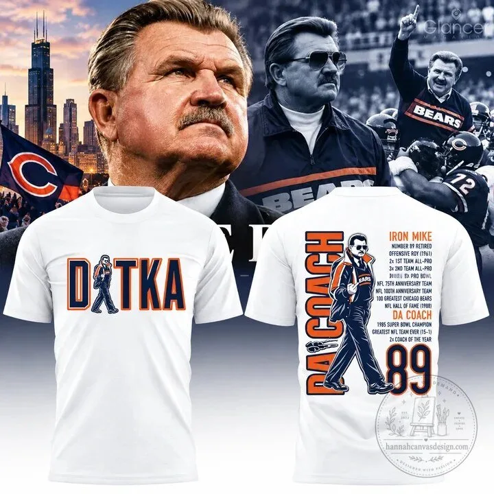 Tribute T-Shirt for Da Coach Mike Ditka, Celebrating Chicago Bears Football Legend