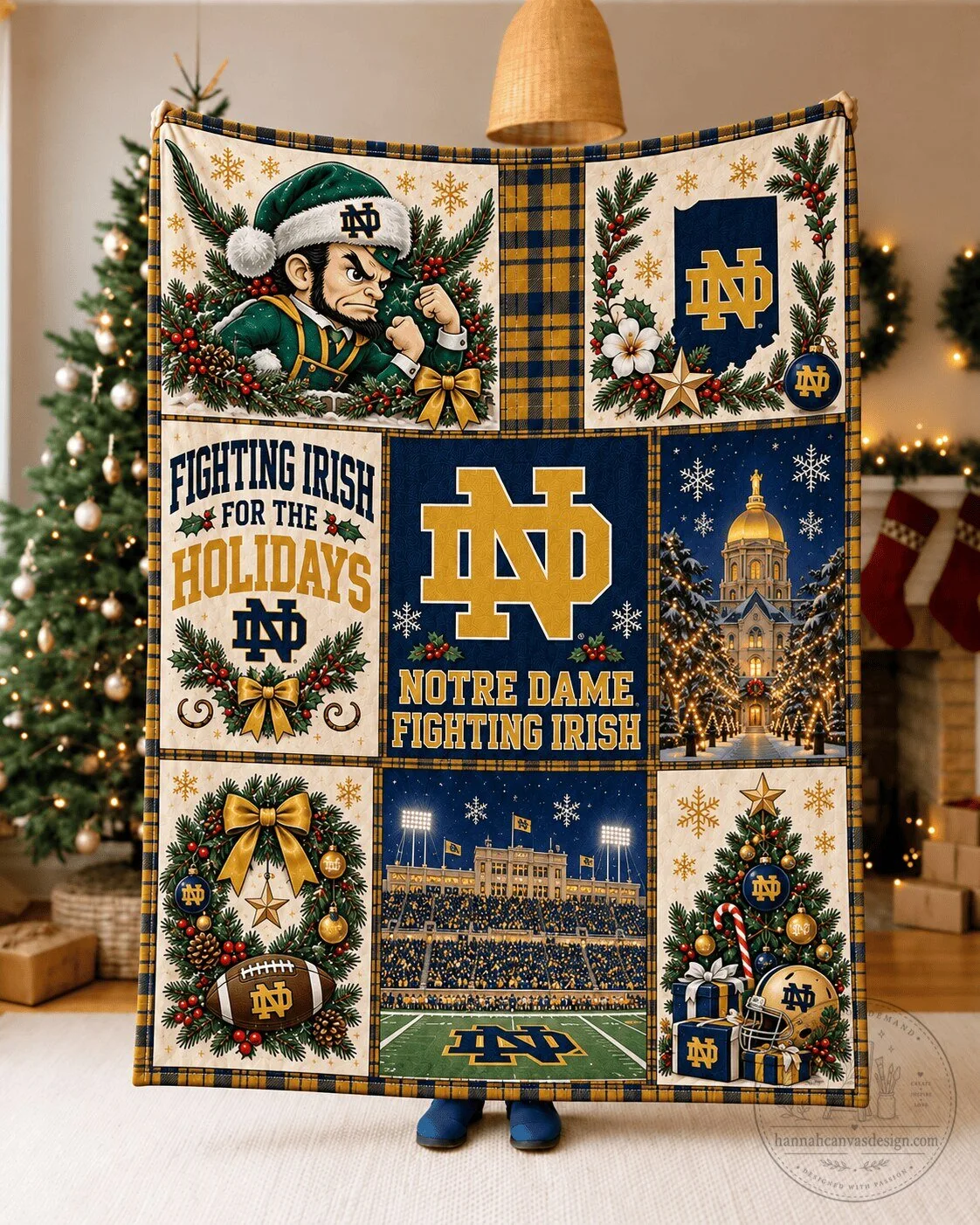 Notre Dame Fighting Irish NCAA College Football Christmas Fleece Blanket