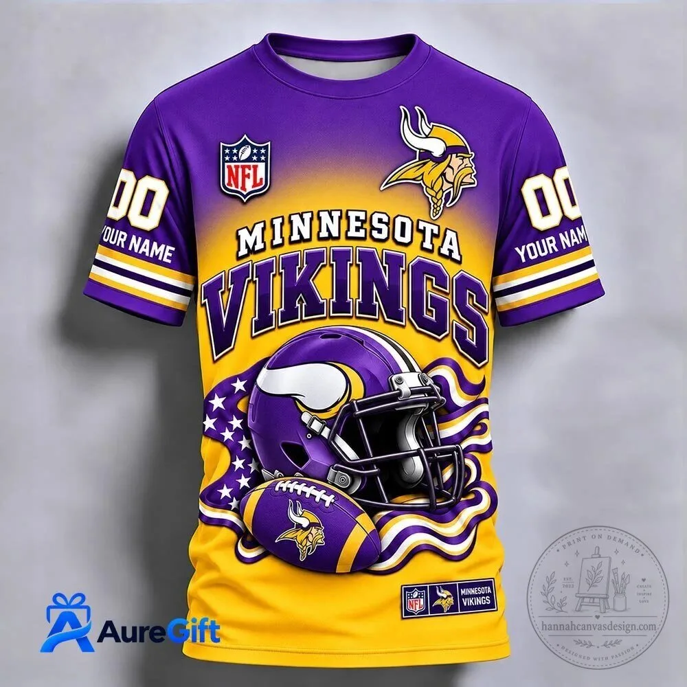 Minnesota Vikings NFL Football Team Custom Name and Number T-Shirt