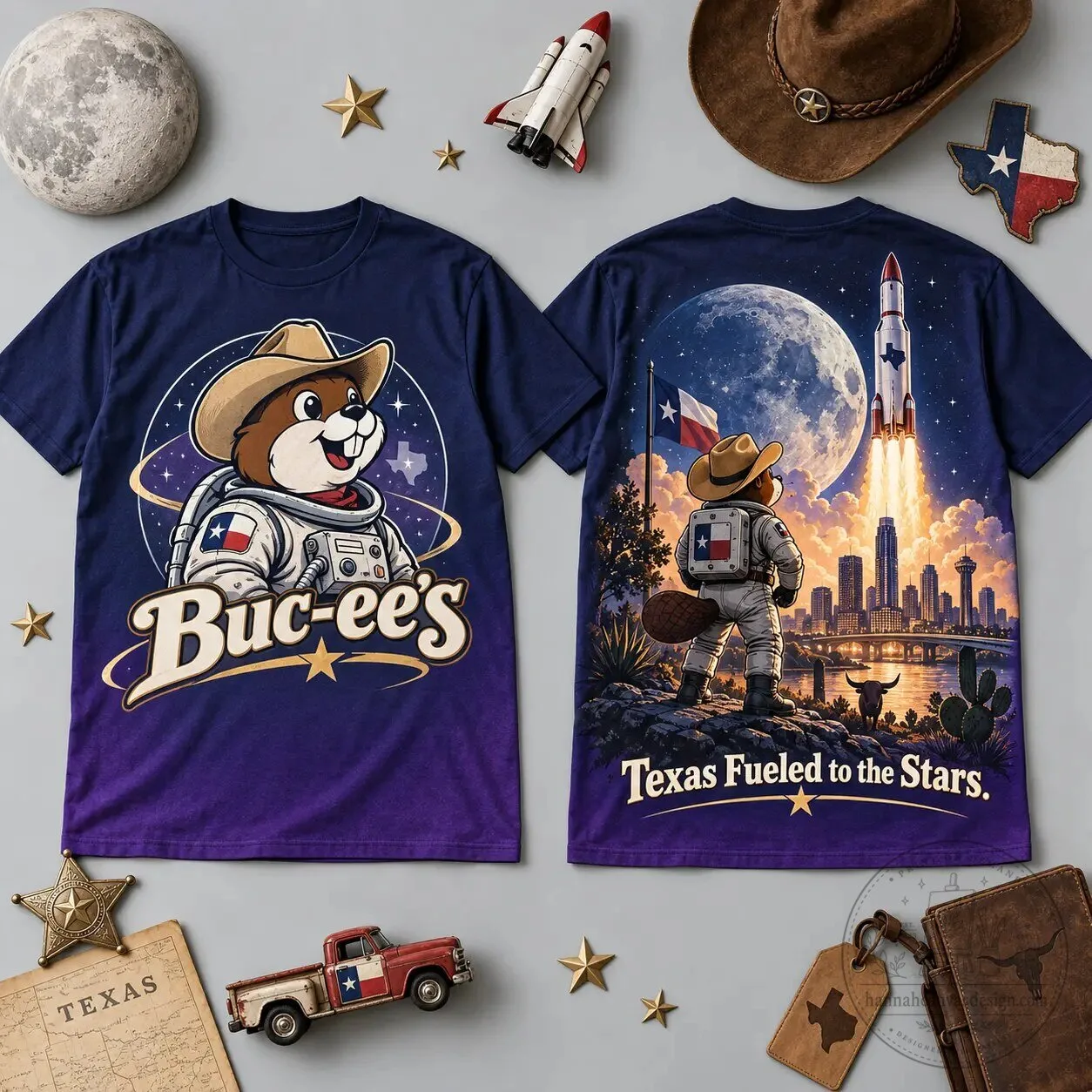 Buc-ee's Texas Astronaut Beaver Space Exploration Graphic T-Shirt