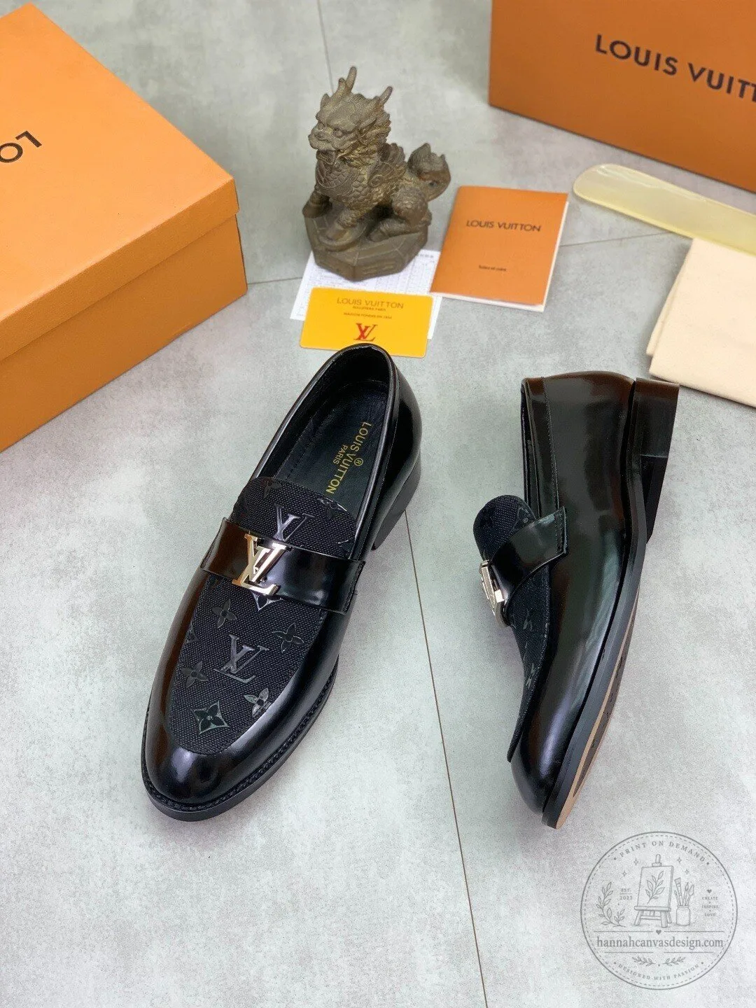 Louis Vuitton Black Monogram Loafer Shoes 7 Louis Vuitton Black Monogram Loafer Shoes