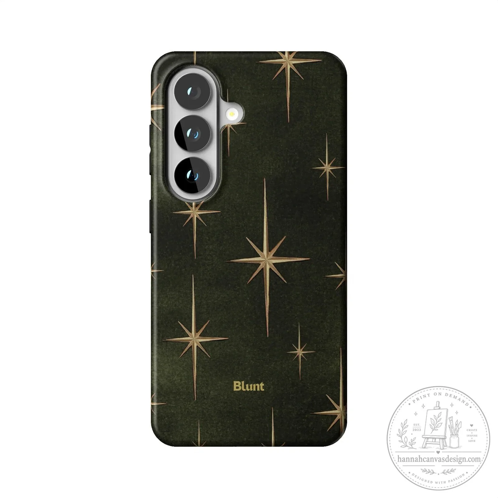 Elegant Gold Starburst Pattern on Dark Green Samsung Phone Case