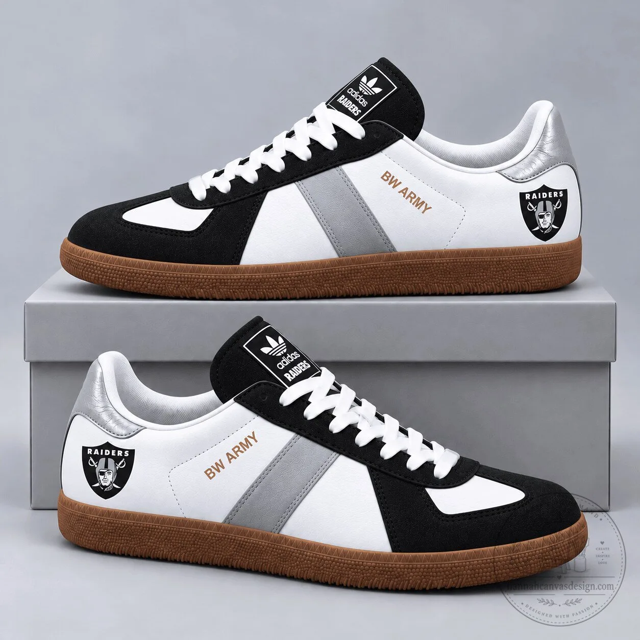 Las Vegas Raiders Black White Army Low Top Gum Sole Casual Shoes
