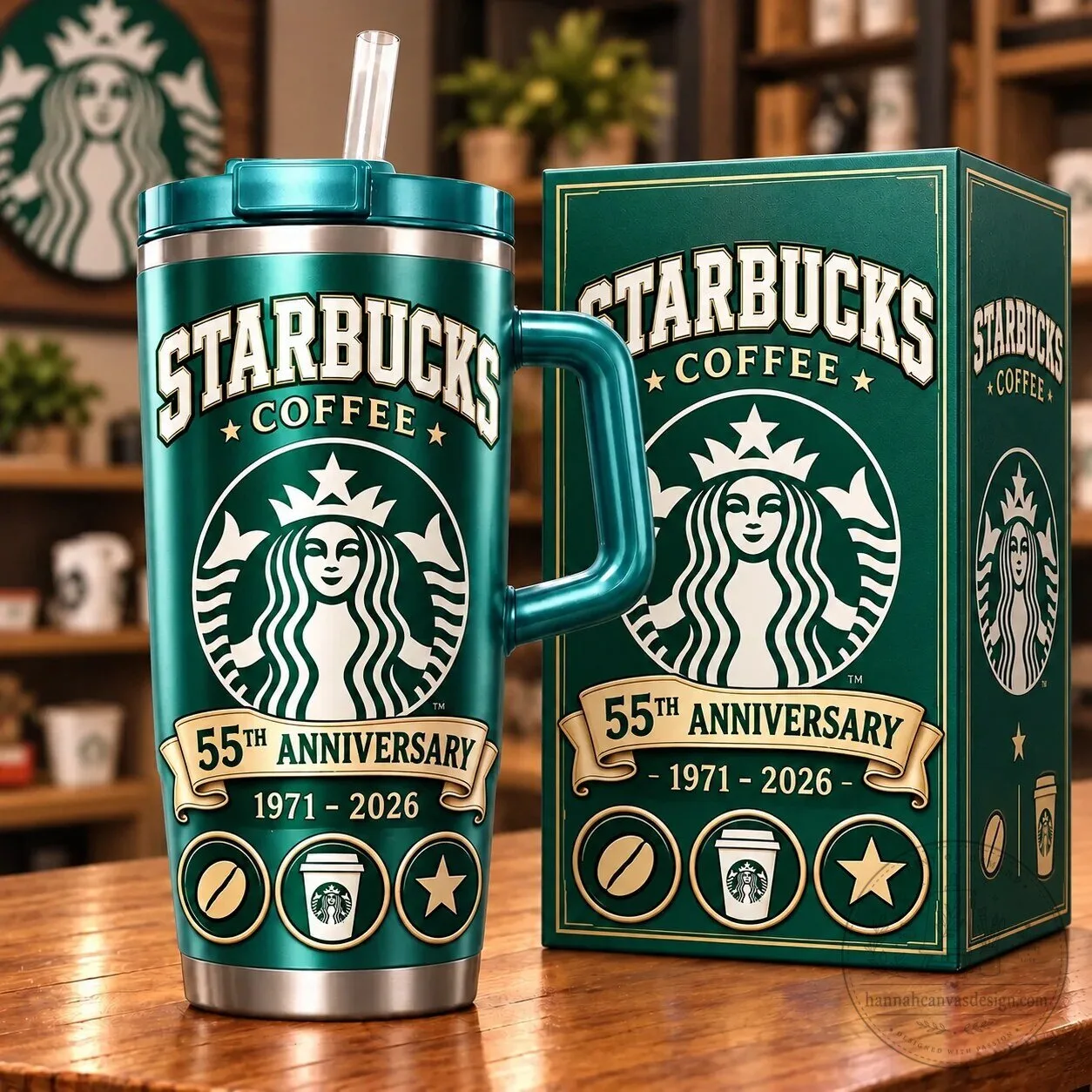 Starbucks 55th Anniversary Coffee Tumbler with Handle and Straw