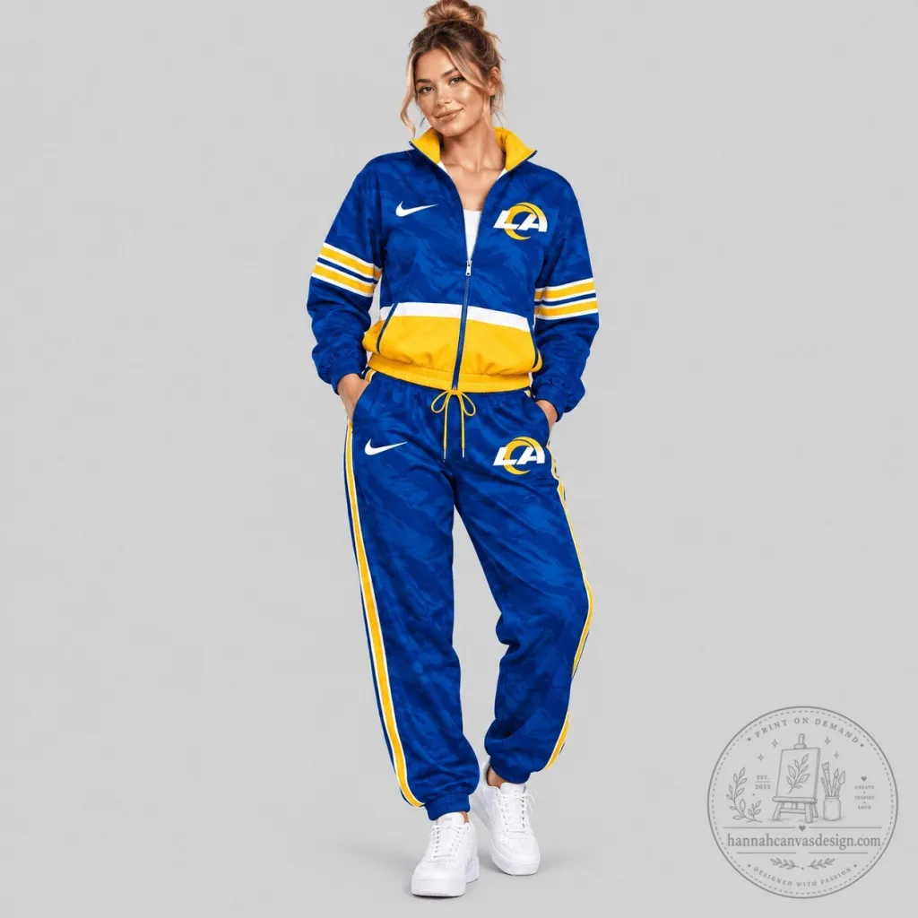 Los Angeles Rams NFL Team Logo Blue and Yellow Tracksuit Jacket Los Angeles Rams NFL Team Logo Blue and Yellow Tracksuit Jacket