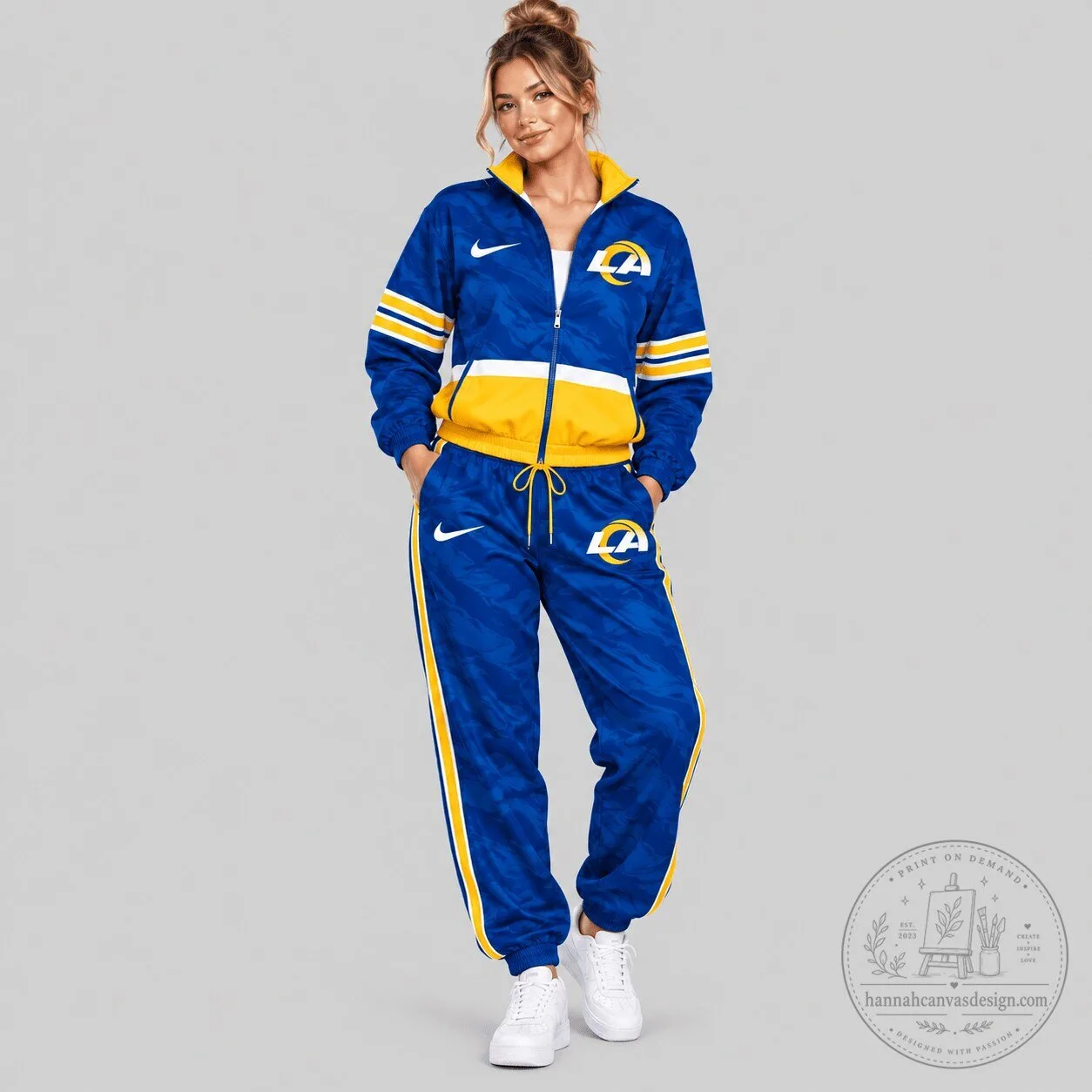 Los Angeles Rams NFL Team Logo Blue and Yellow Tracksuit Jacket 1 Los Angeles Rams NFL Team Logo Blue and Yellow Tracksuit Jacket