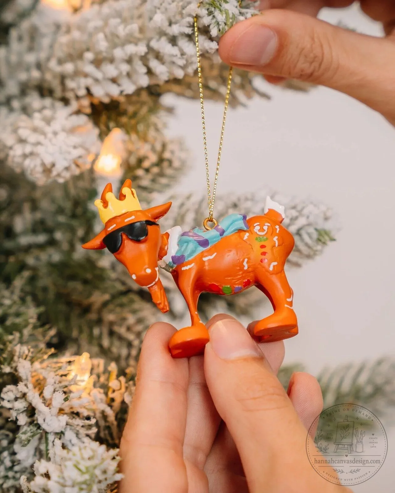 Gingerbread Goat Wearing Sunglasses and Crown Christmas Tree Ornament 5 Gingerbread Goat Wearing Sunglasses and Crown Christmas Tree Ornament