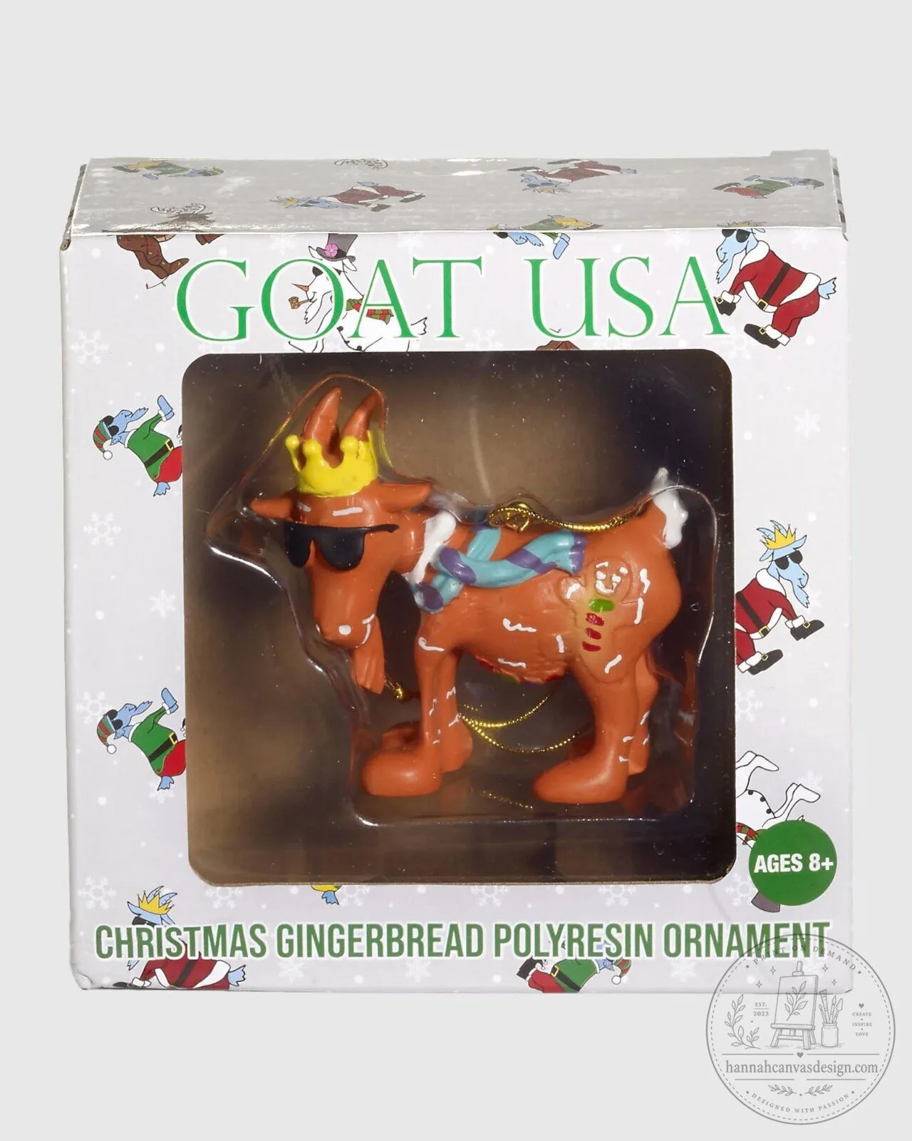 Gingerbread Goat Wearing Sunglasses and Crown Christmas Tree Ornament 7 Gingerbread Goat Wearing Sunglasses and Crown Christmas Tree Ornament