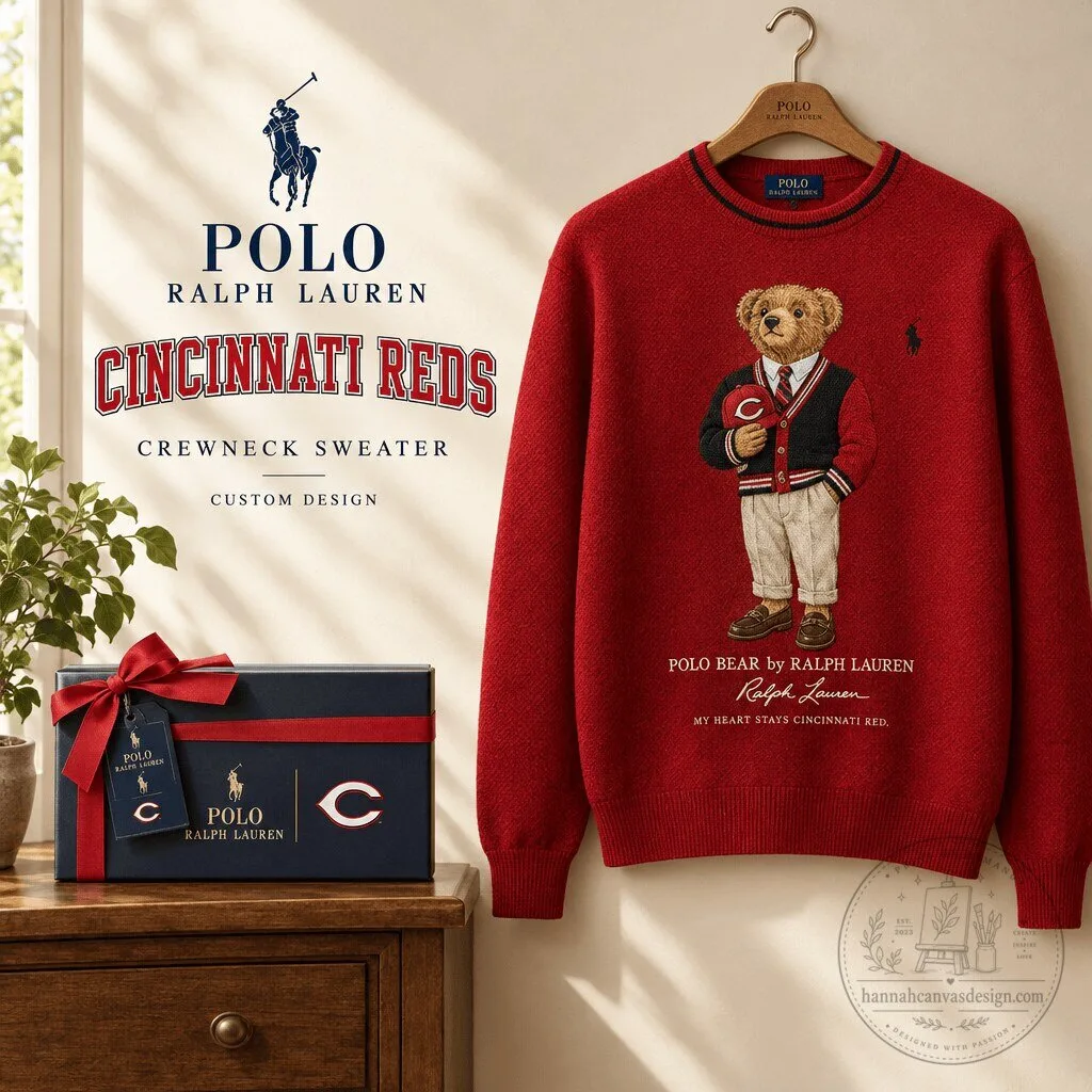 Cincinnati Reds Polo Bear Ralph Lauren Crewneck Sweater