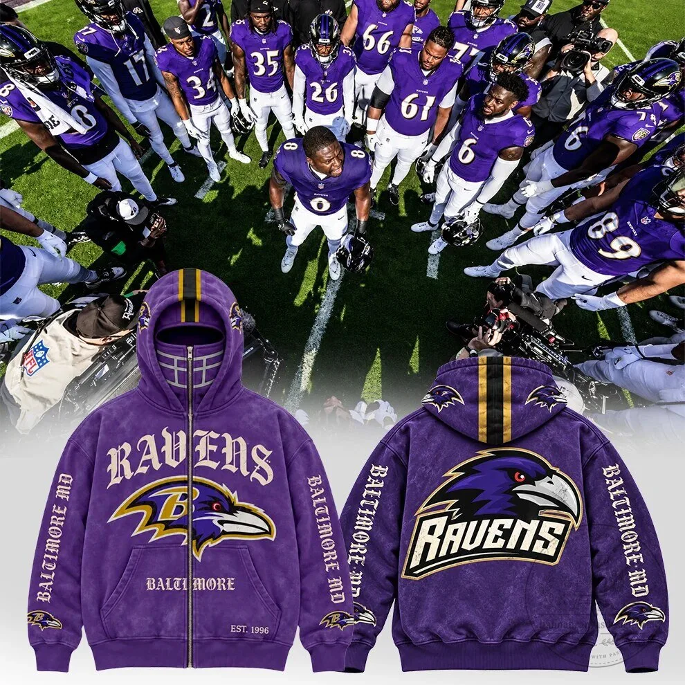Baltimore Ravens Football Helmet Full-Zip Hoodie for Men and Women