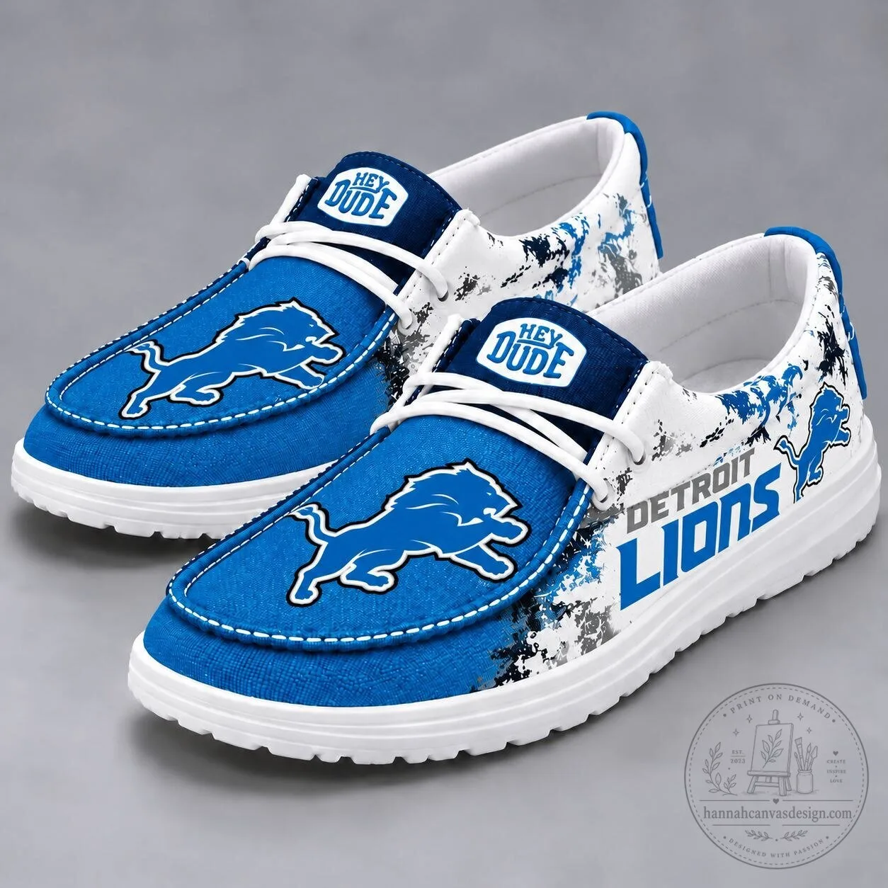 Detroit Lions NFL Team Logo Hey Dude Style Shoes for Men and Women
