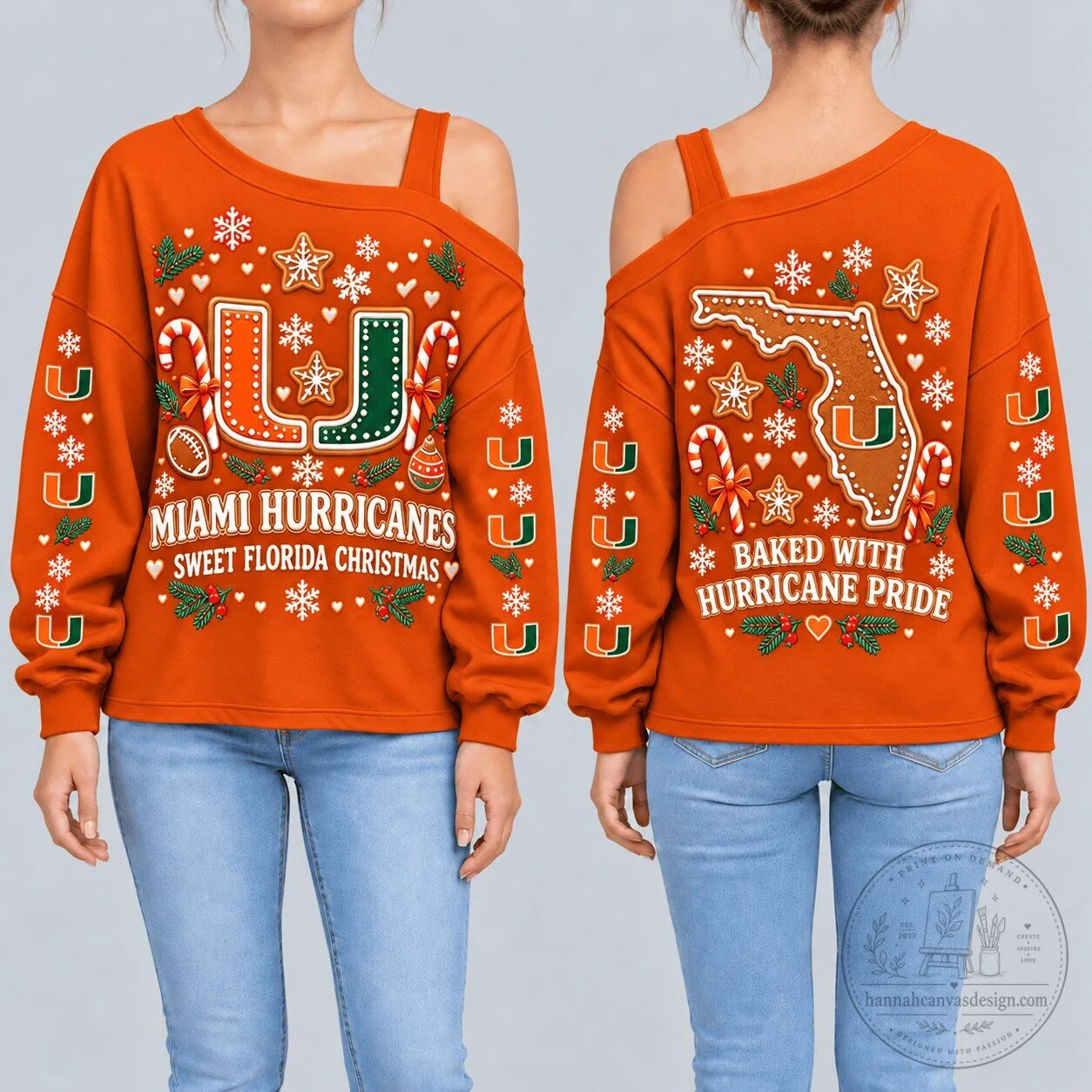 Miami Hurricanes Sweet Florida Christmas Gingerbread Ugly Sweater Sweatshirt